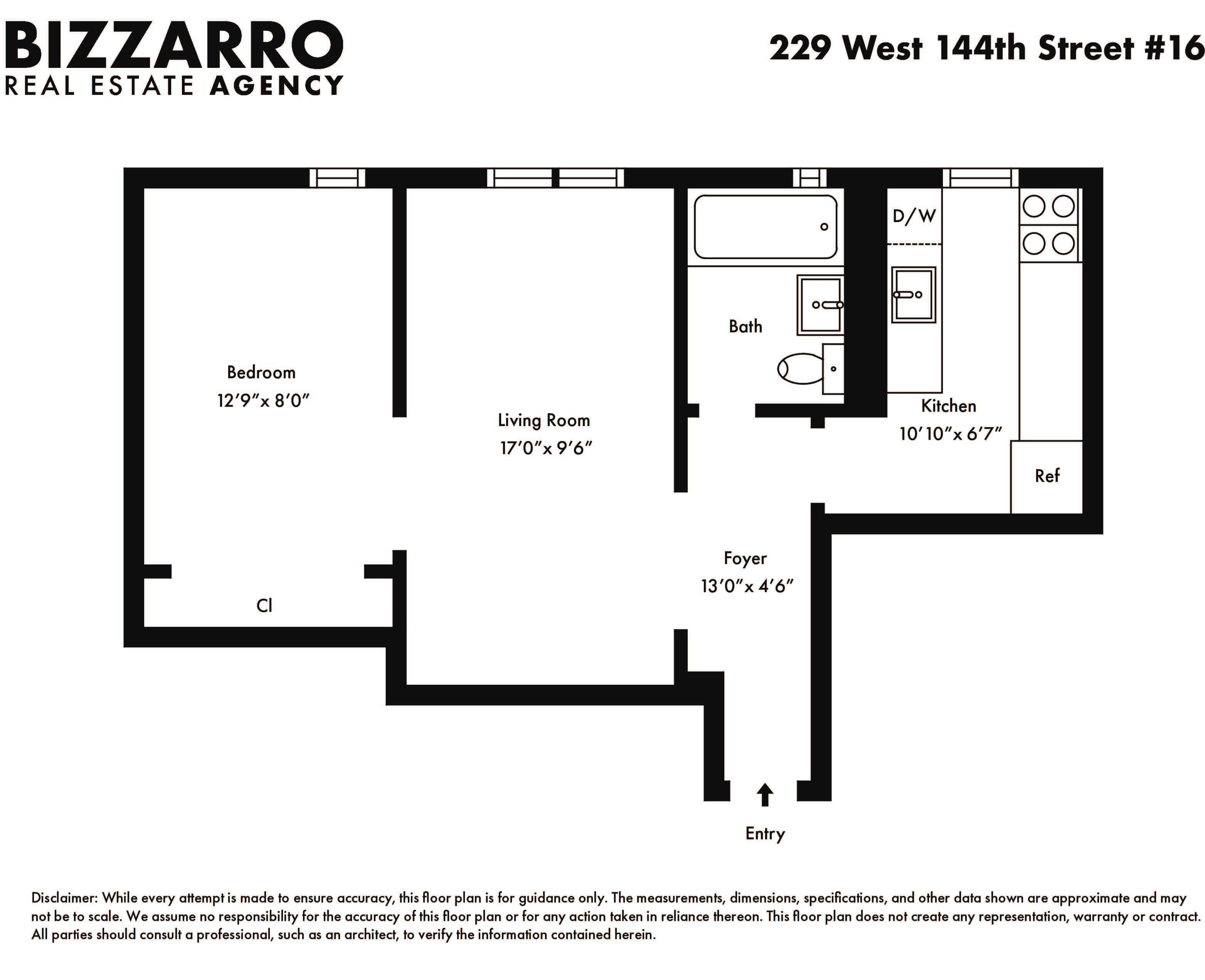 Floorplan for 229 West 144th Street, 16