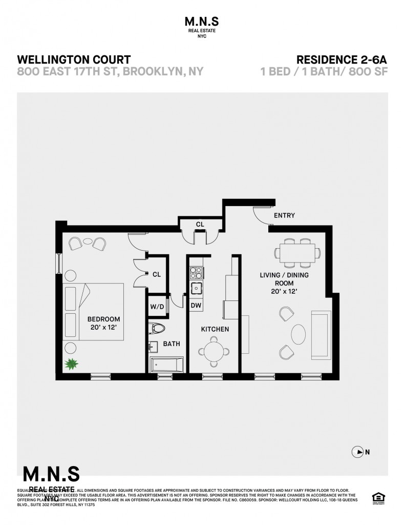 Floorplan for 800 East 17th Street, 2-A