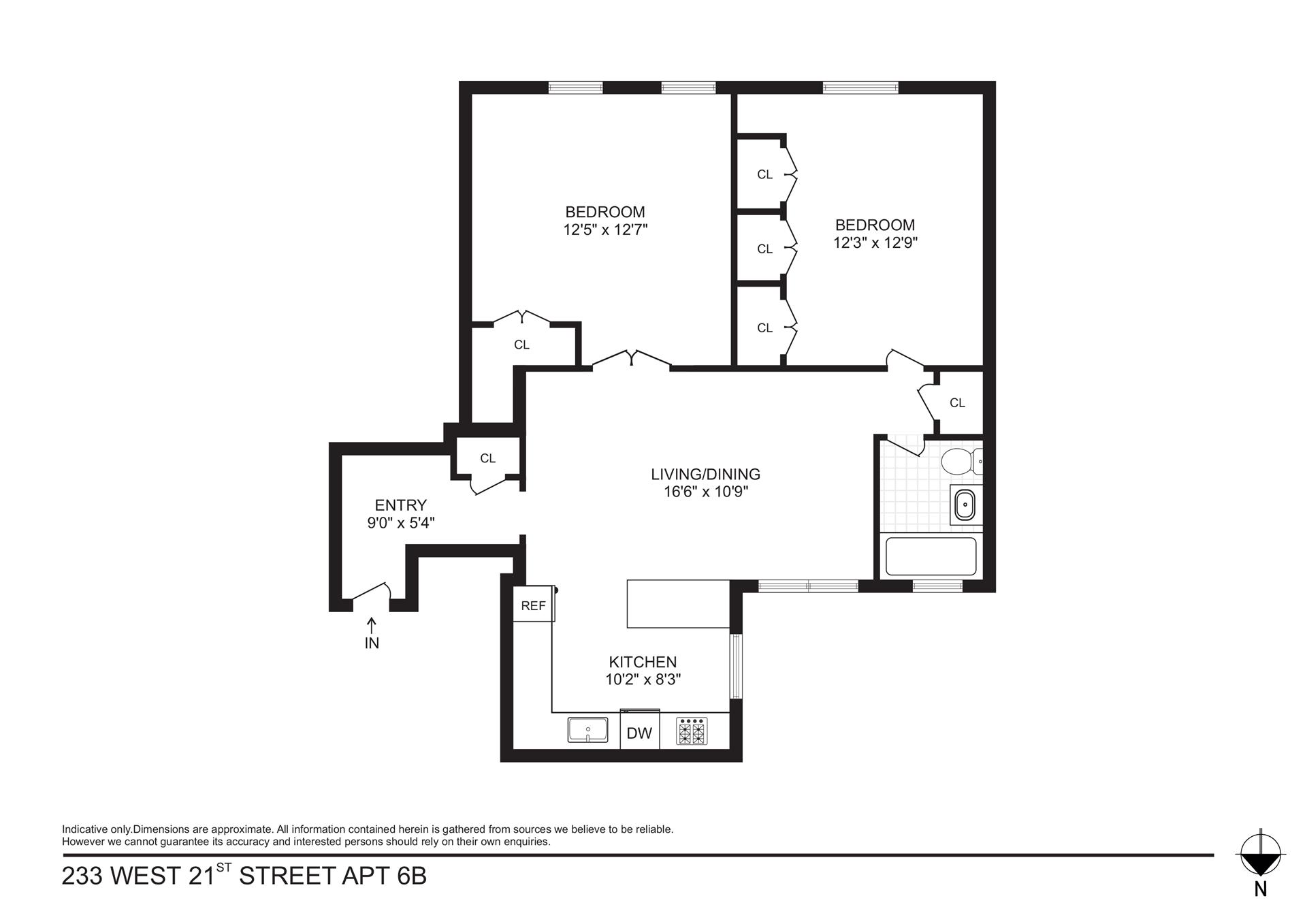 Floorplan for 233 West 21st Street, 6B