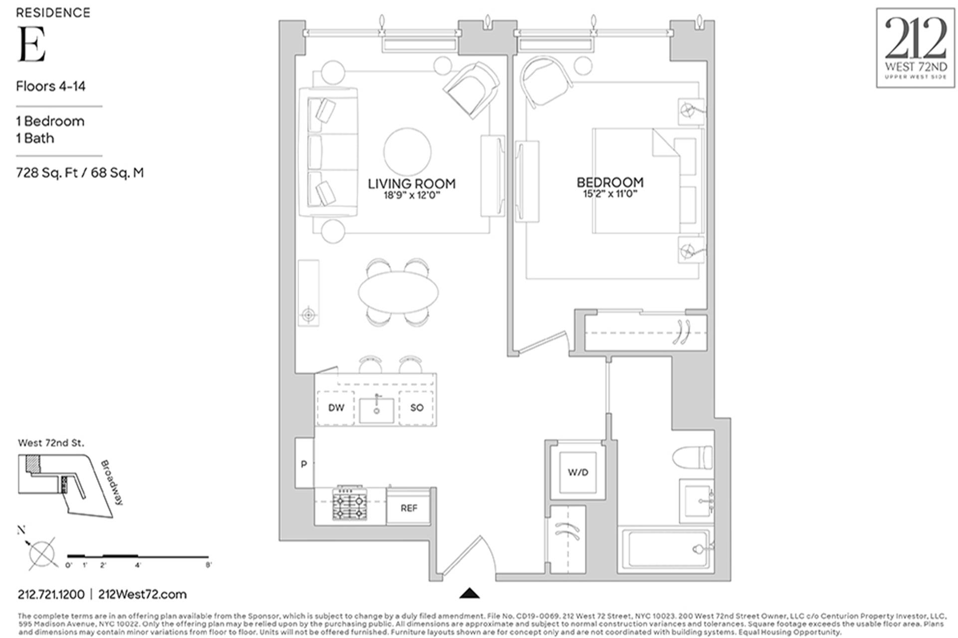 Floorplan for 212 West 72nd Street, 4E