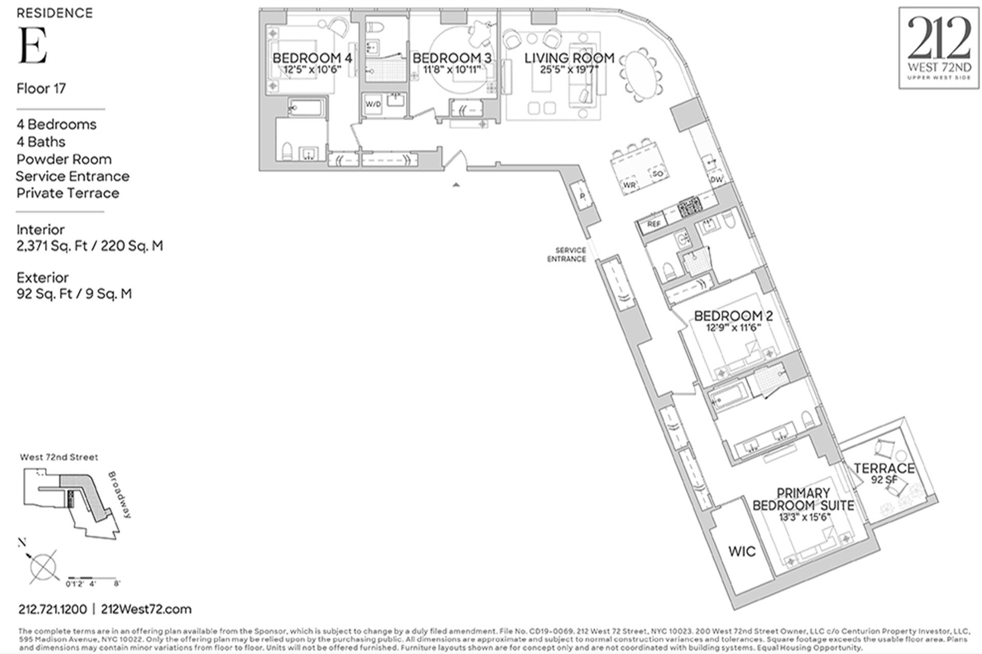 Floorplan for 212 West 72nd Street, 17E