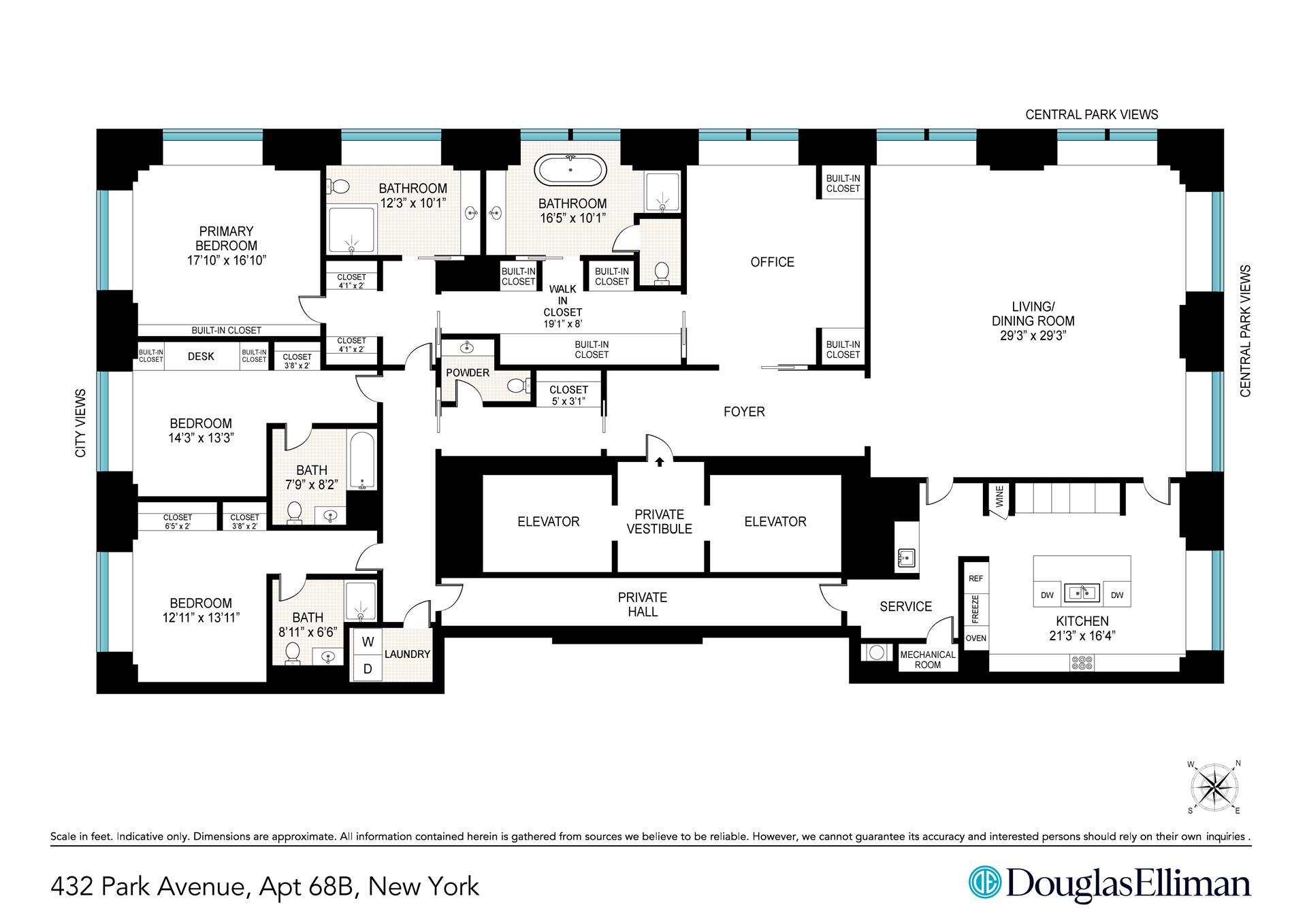 Floorplan for 432 Park Avenue, 68B