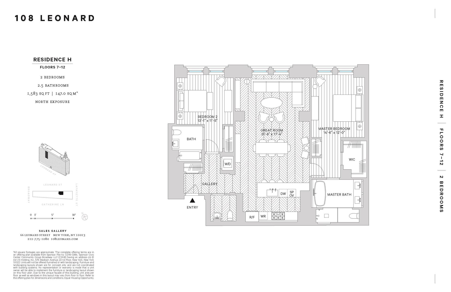 Floorplan for 108 Leonard Street, 12H