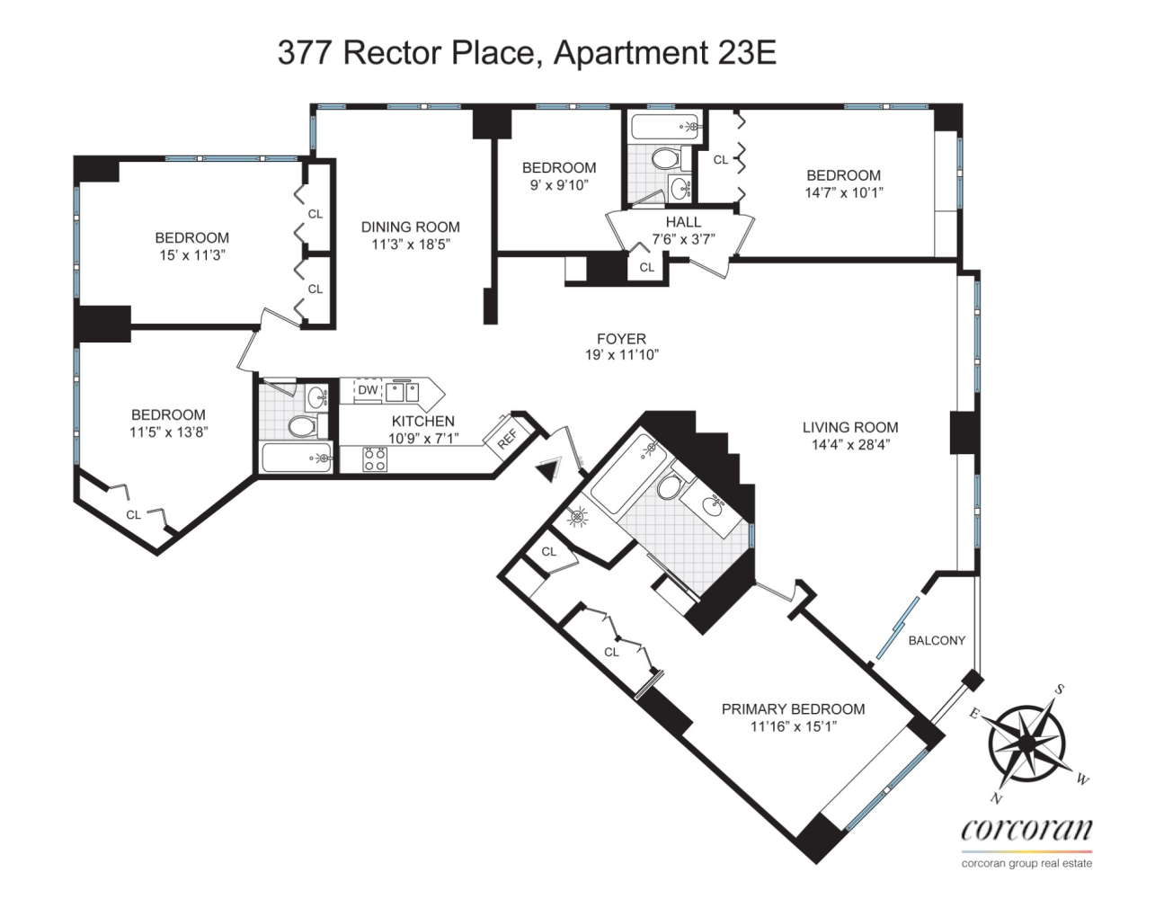 Floorplan for 377 Rector Place, 23E