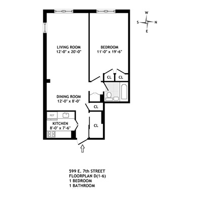 Floorplan for 599 East 7th Street, 5D