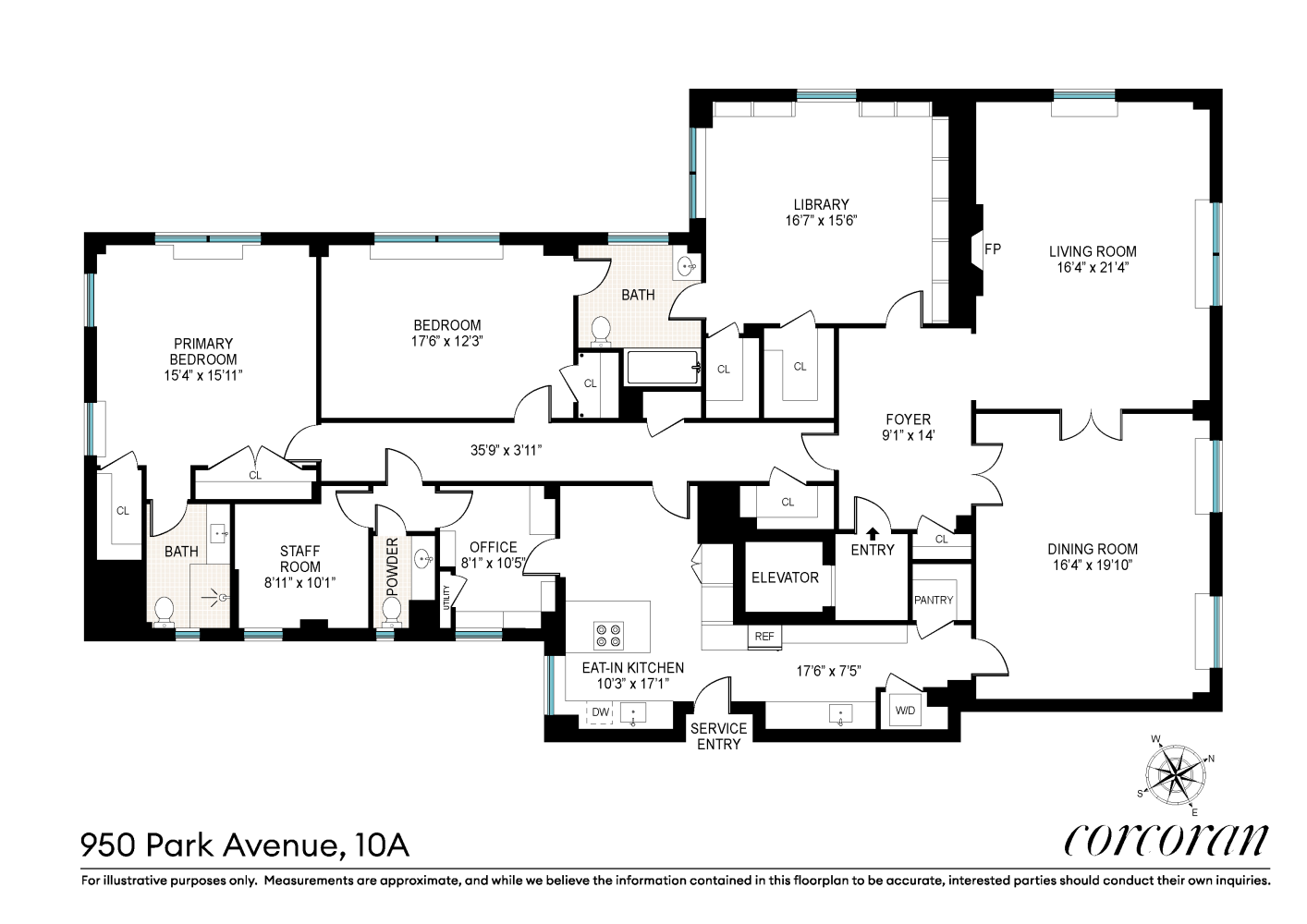 Floorplan for 950 Park Avenue, 10A