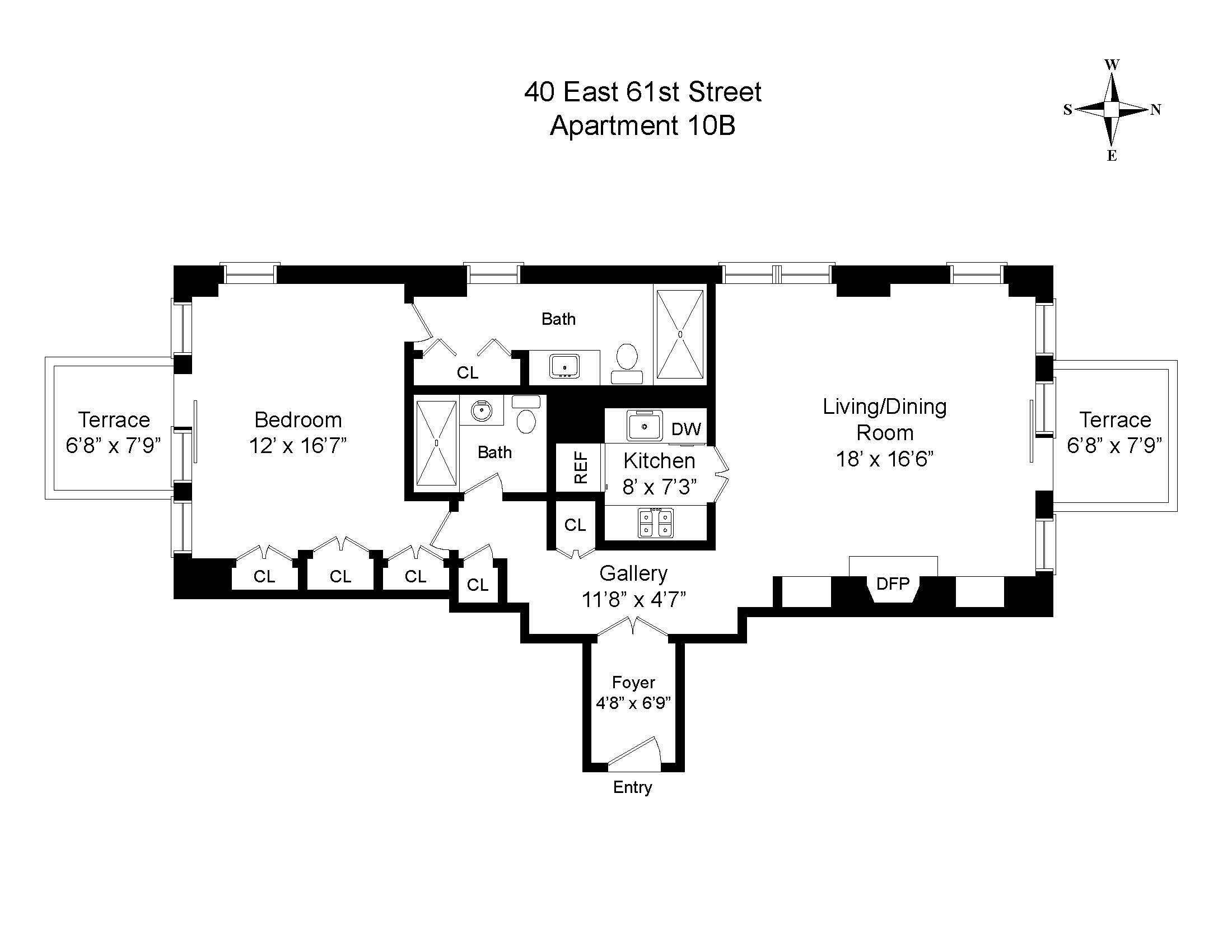 Floorplan for 40 East 61st Street, 10B
