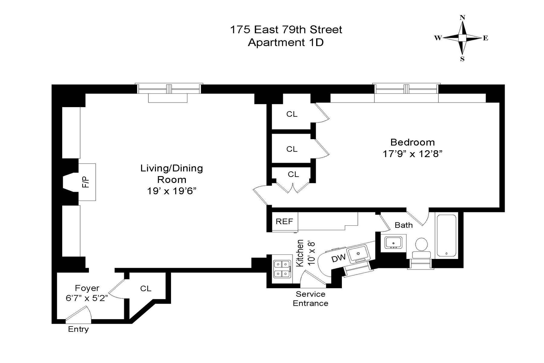 Floorplan for 175 East 79th Street, 1D