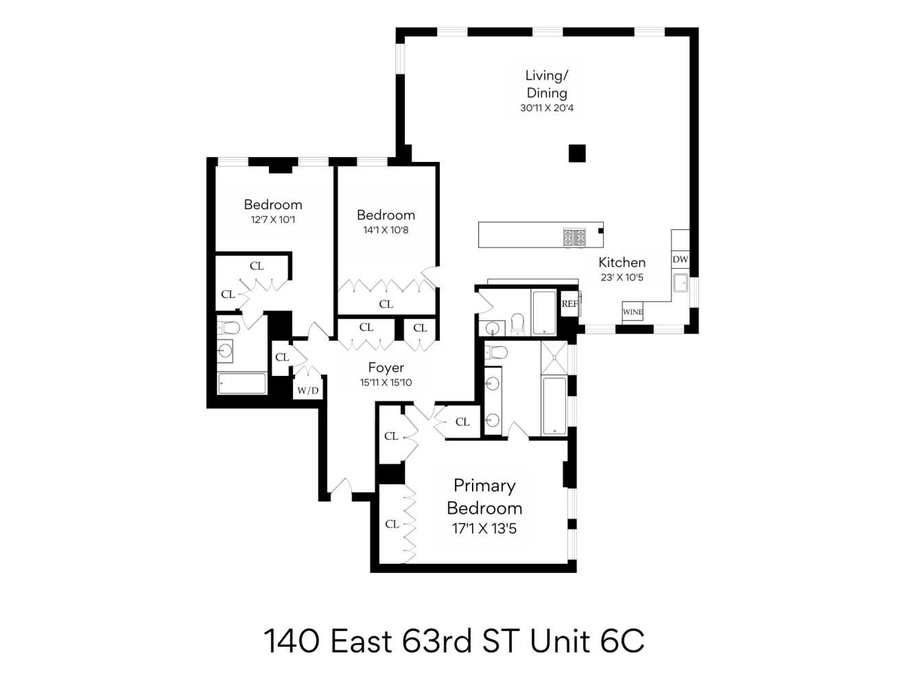 Floorplan for 140 East 63rd Street, 6C