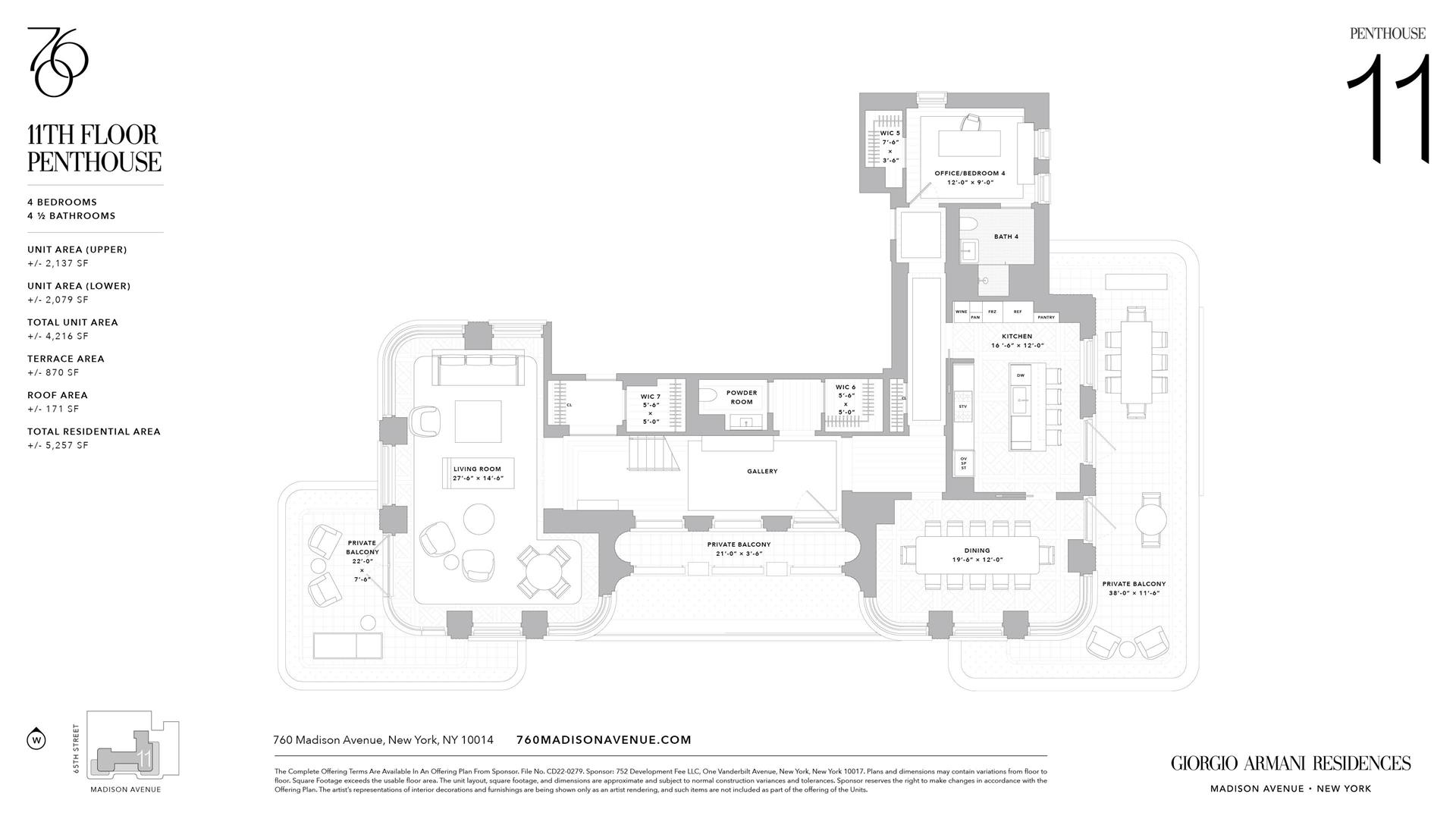 Floorplan for 760 Madison Avenue, PH11