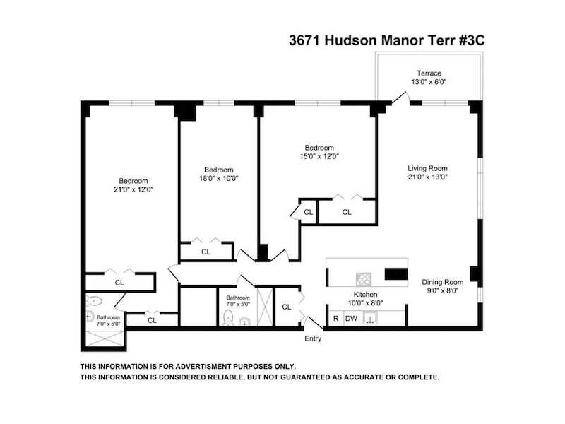 Floorplan for 3671 Hudson Manor Terrace, 3C