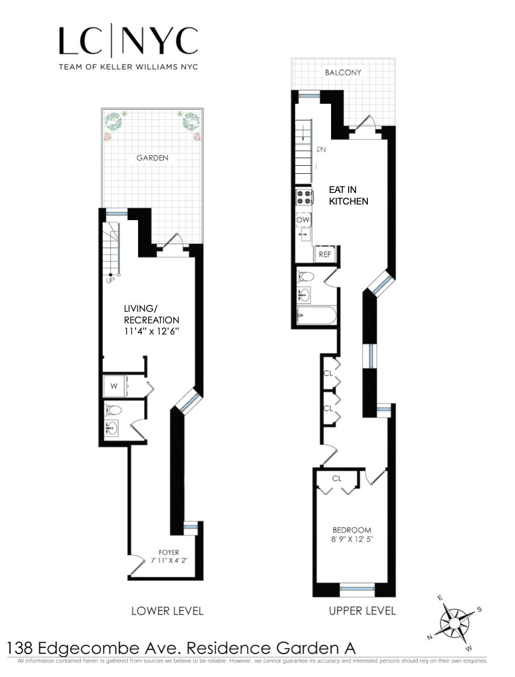 Floorplan for 138 Edgecombe Avenue, 1A GARDEN