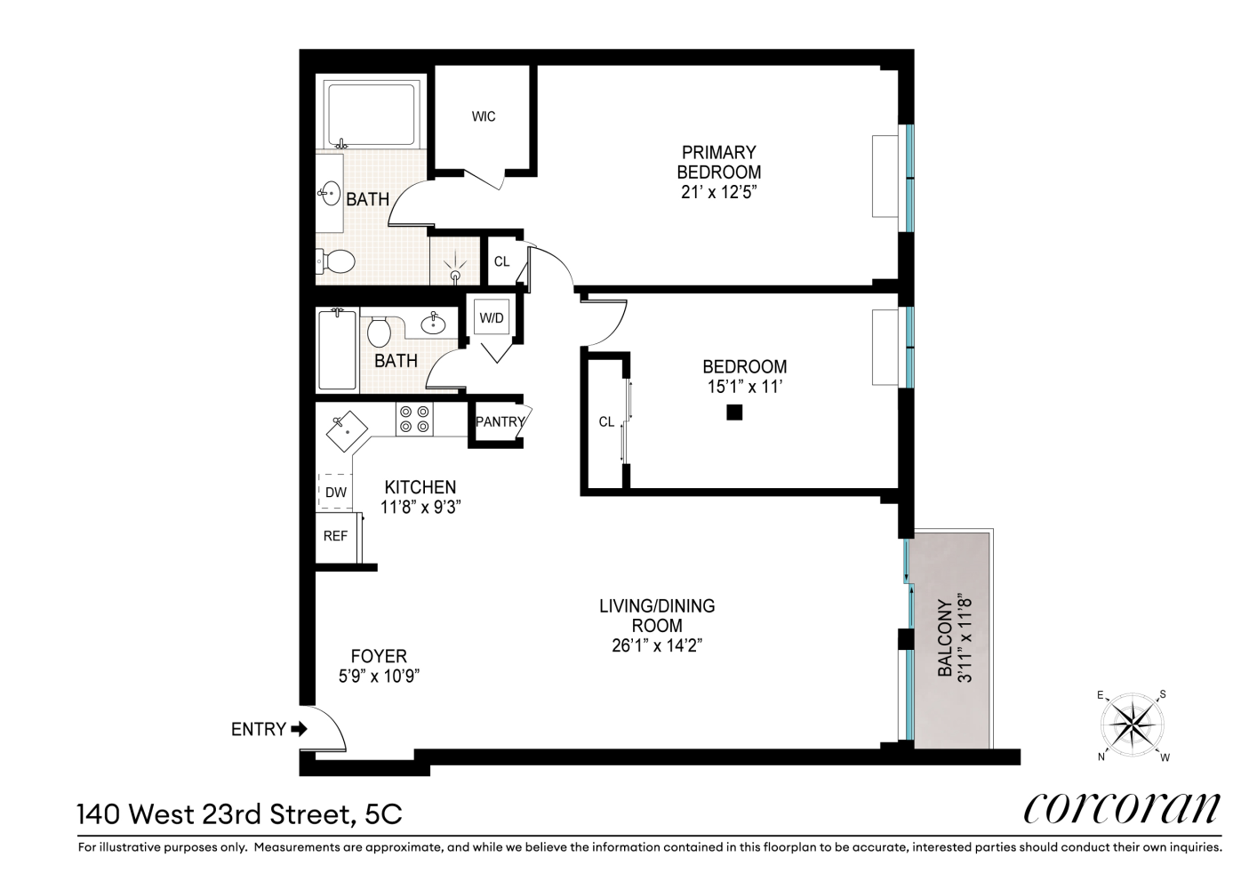 Floorplan for 140 West 23rd Street, 5C
