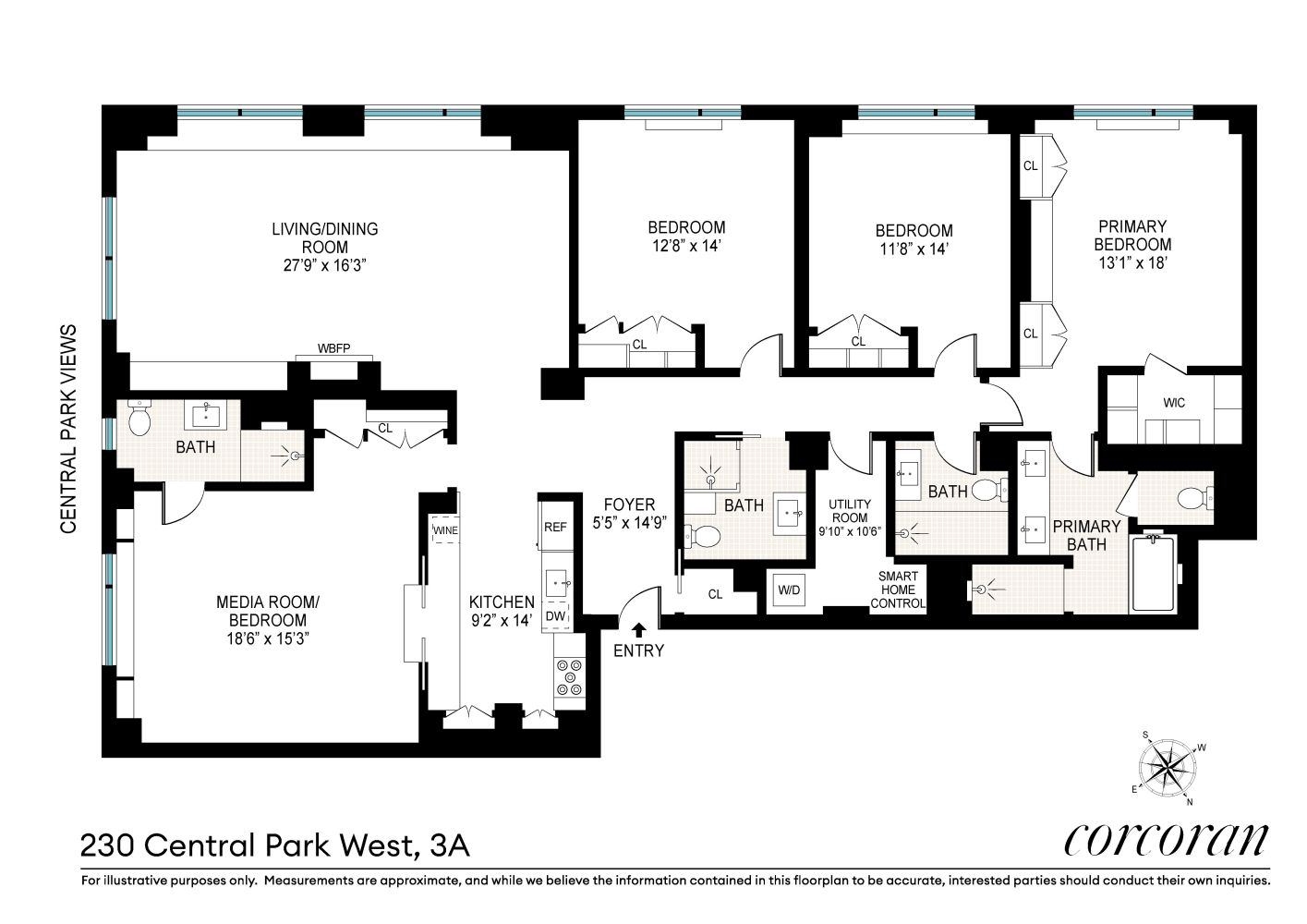 Floorplan for 230 Central Park, 3A