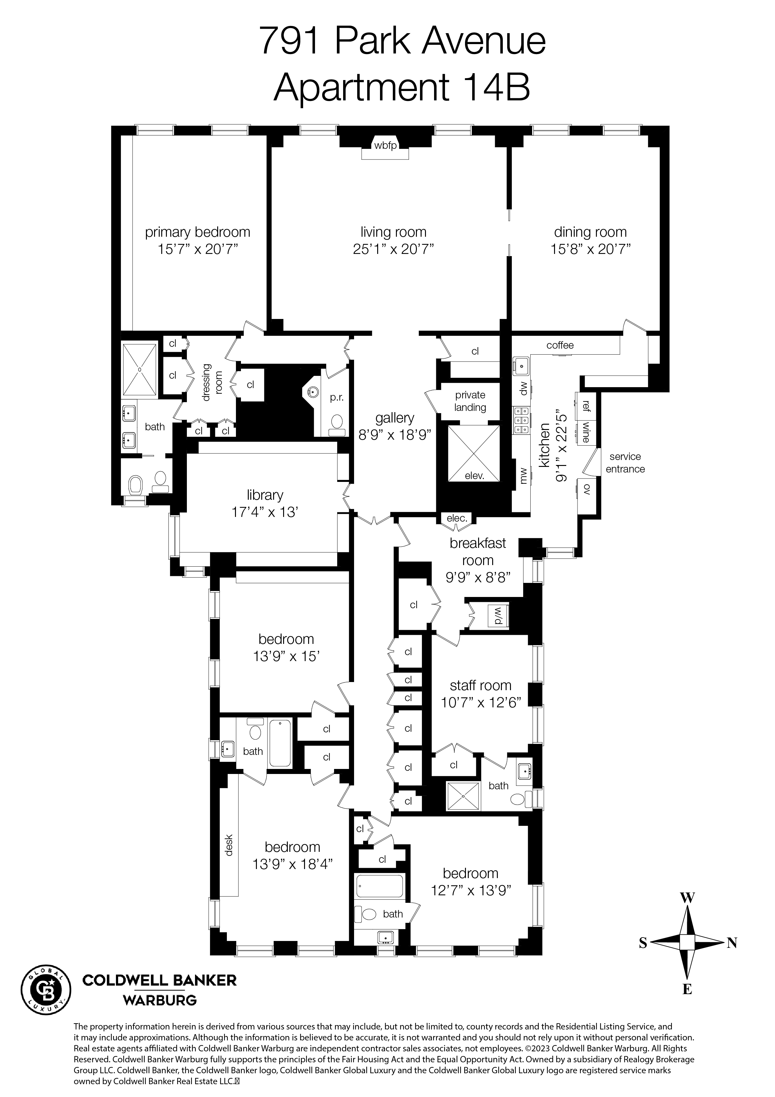 Floorplan for 791 Park Avenue, 14B