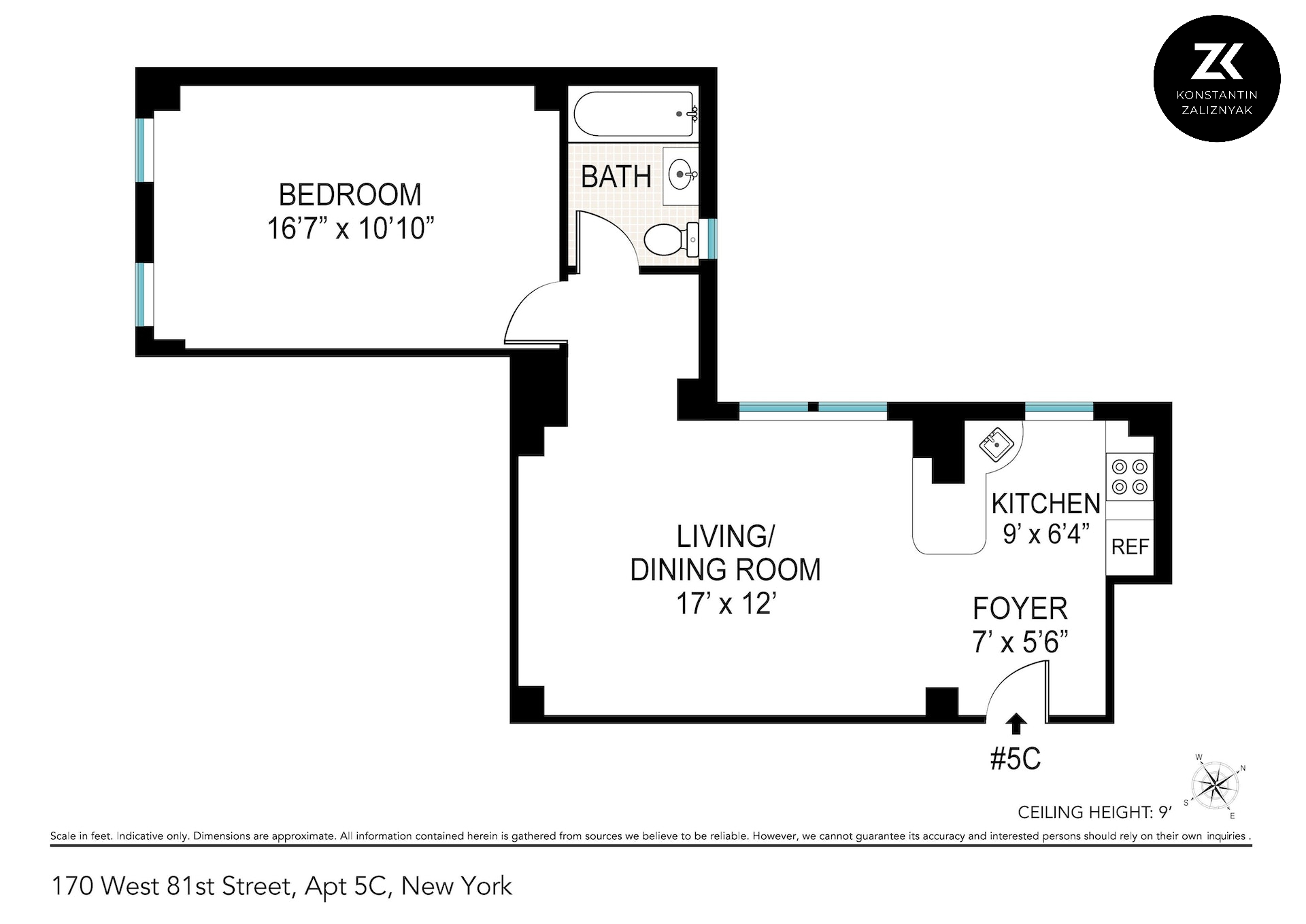 Floorplan for 170 West 81st Street, 5C