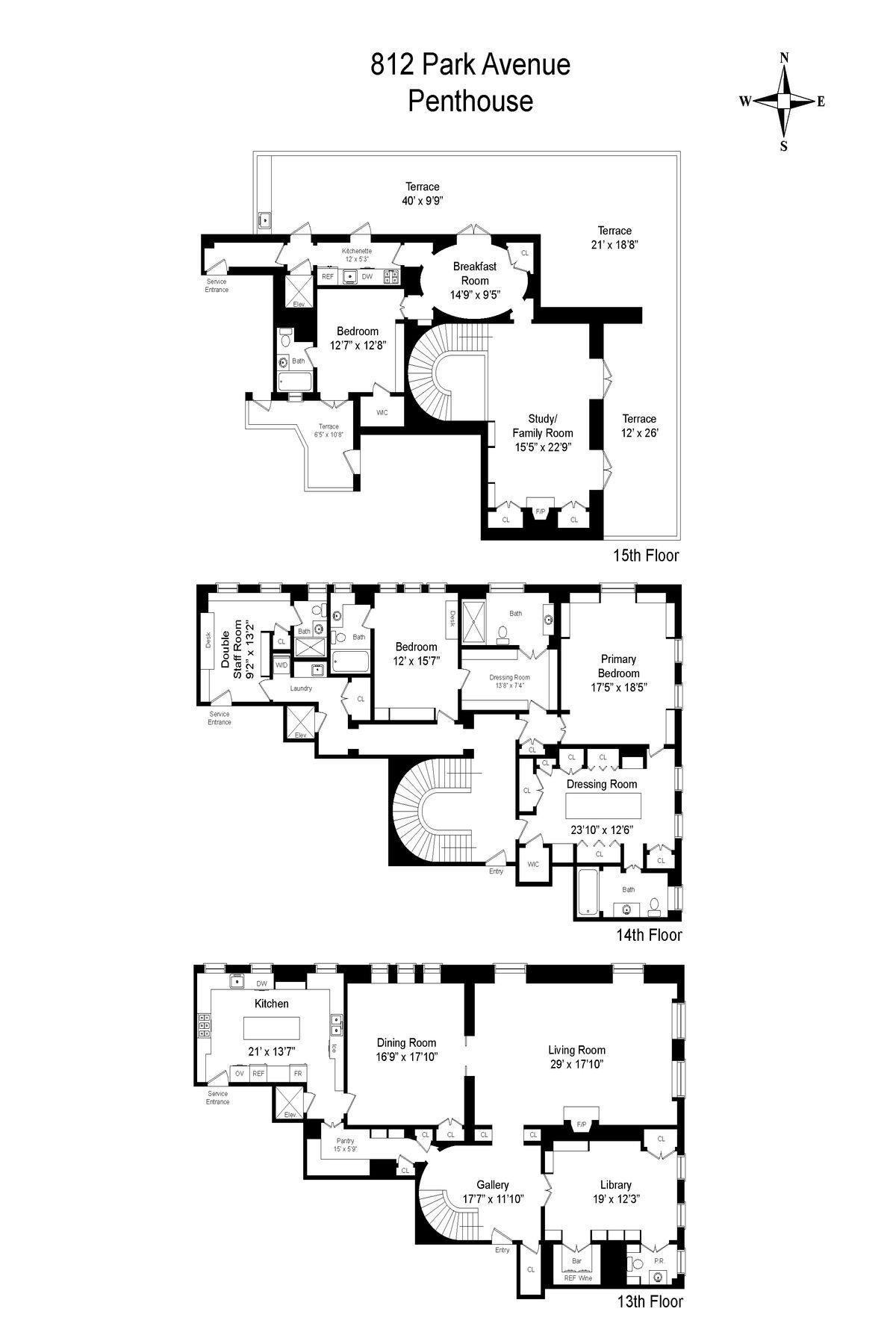 Floorplan for 812 Park Avenue, PENTHOUSE