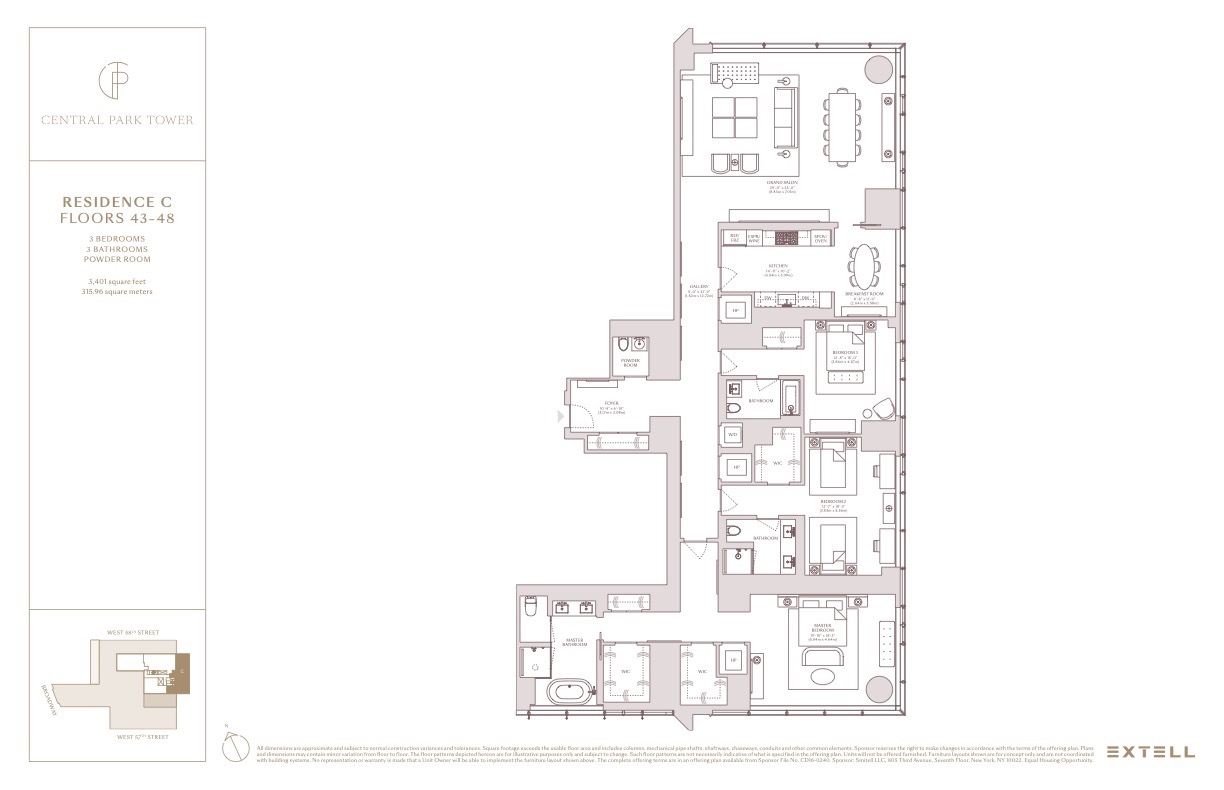 Floorplan for 217 West 57th Street, 43C