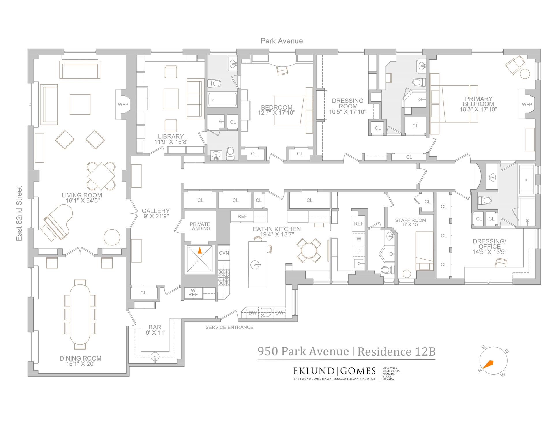 Floorplan for 950 Park Avenue, 12B