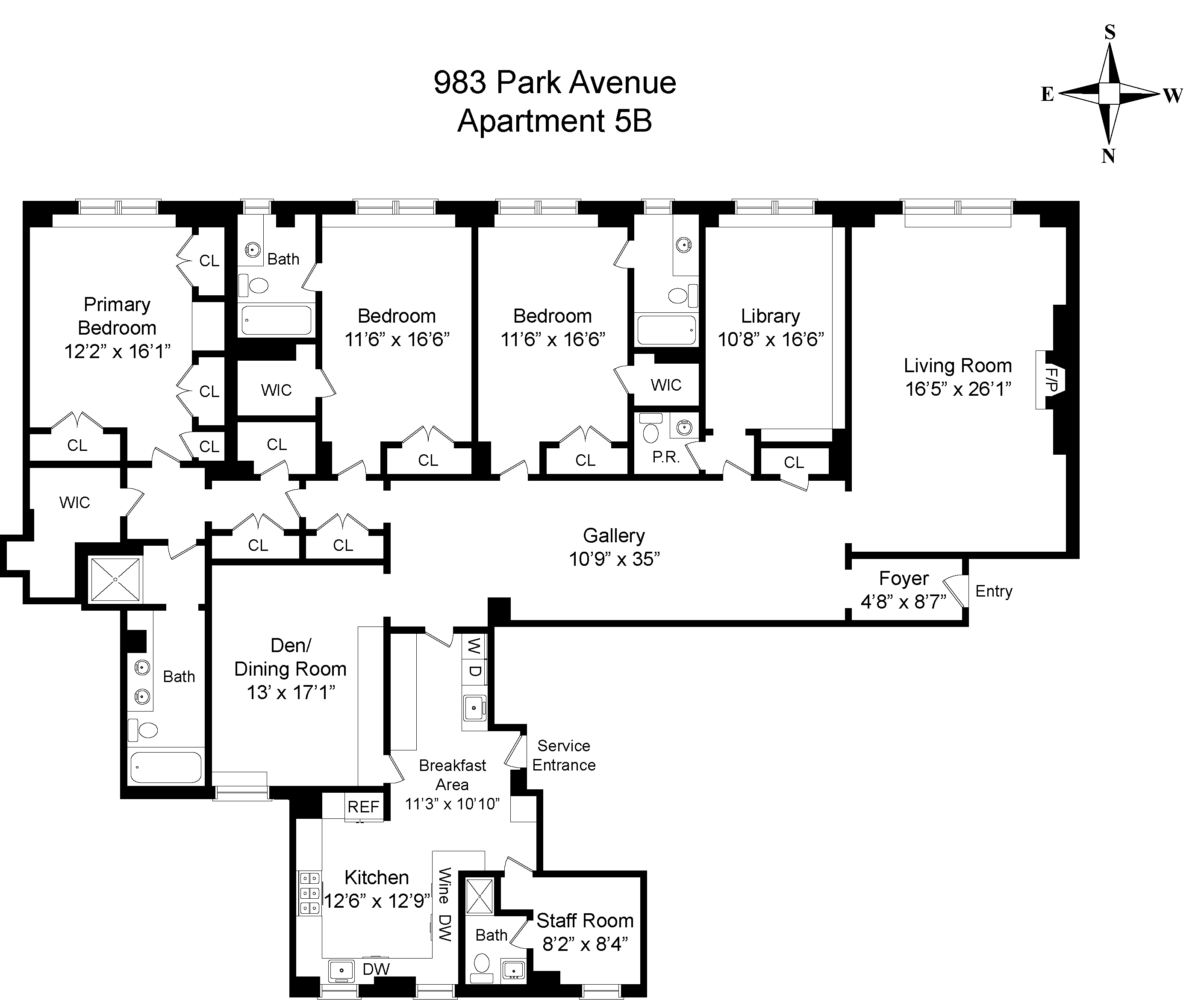 Floorplan for 983 Park Avenue, 5B