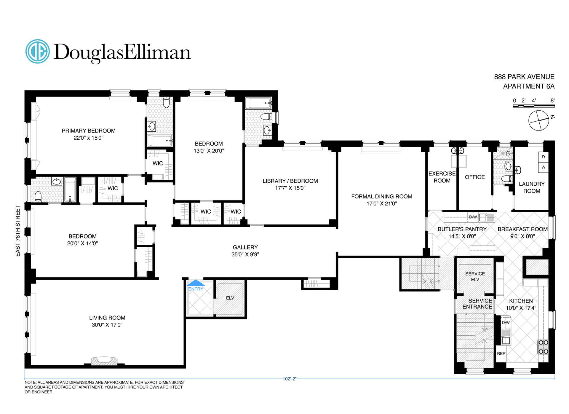 Floorplan for 888 Park Avenue, 6A