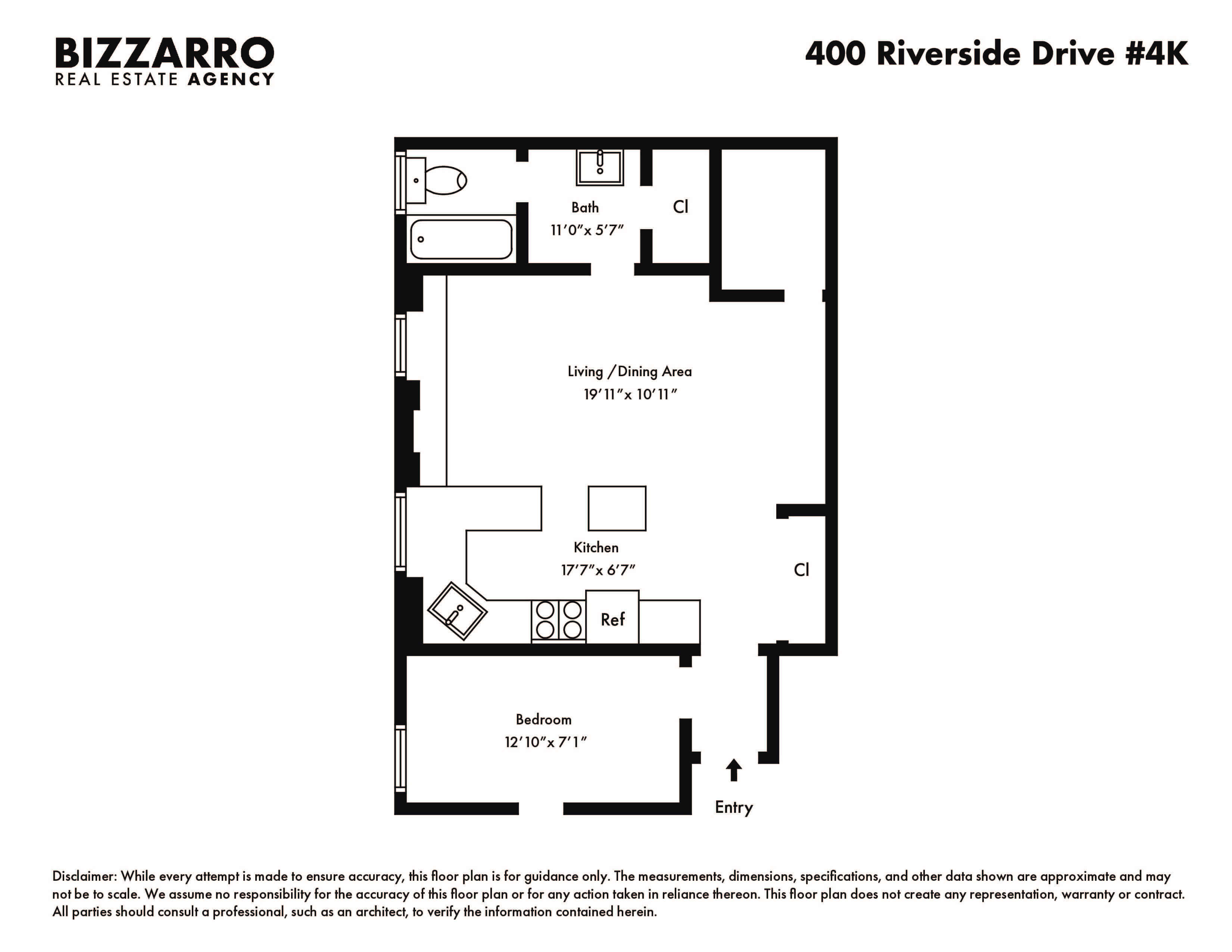 Floorplan for 400 Riverside Drive, K