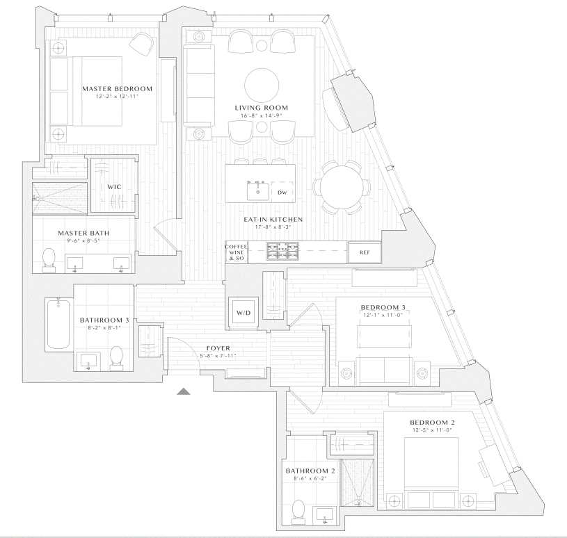Floorplan for 1 City Point, 65D