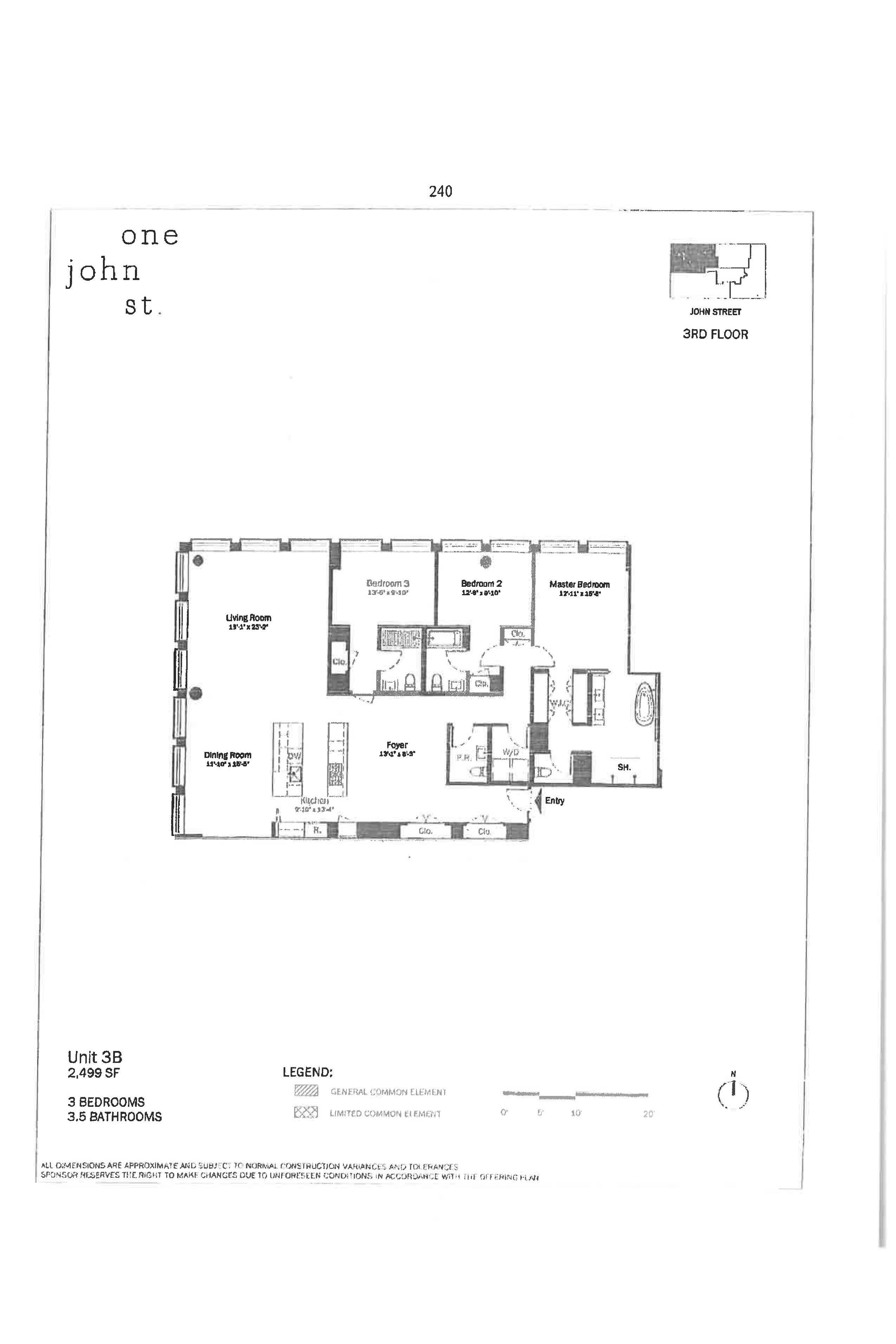 Floorplan for 1 John Street, 3B