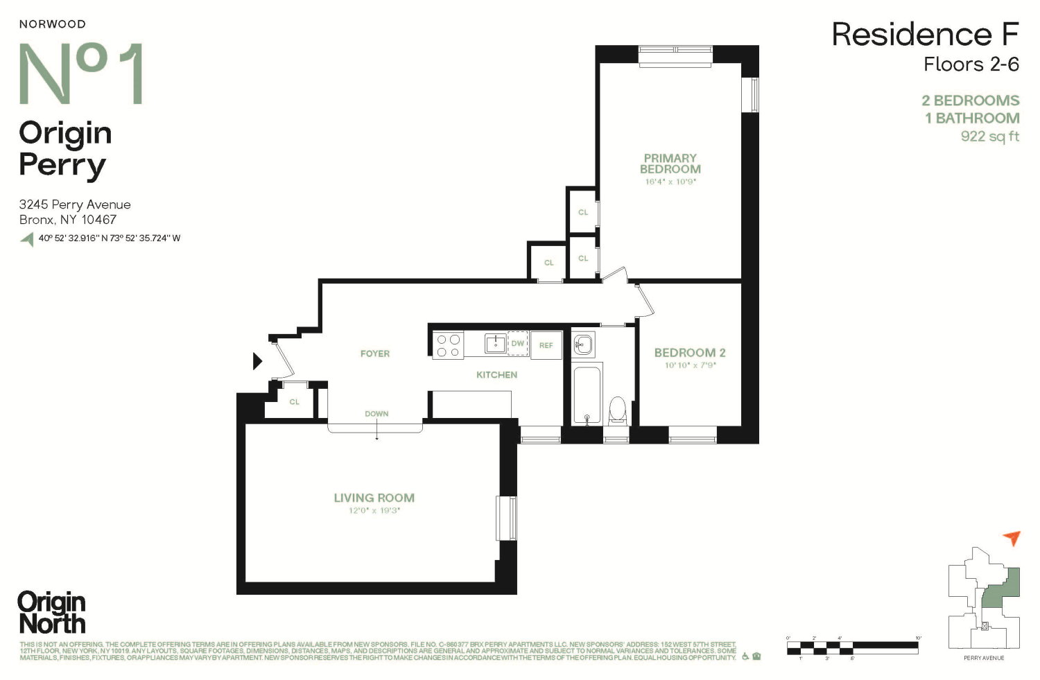 3245 PERRY Avenue, New York, NY 10467, 2 Bedrooms Bedrooms, 4 Rooms Rooms,1 BathroomBathrooms,Residential,For Sale,ORIGIN NORTH PERRY,PERRY,RPLU-33422717038