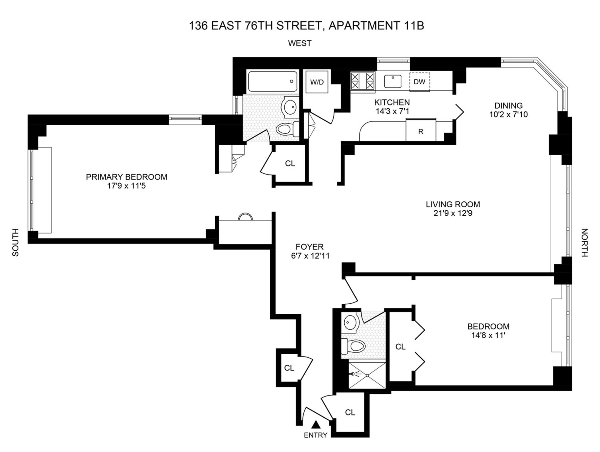 Floorplan for 136 East 76th Street, 11B
