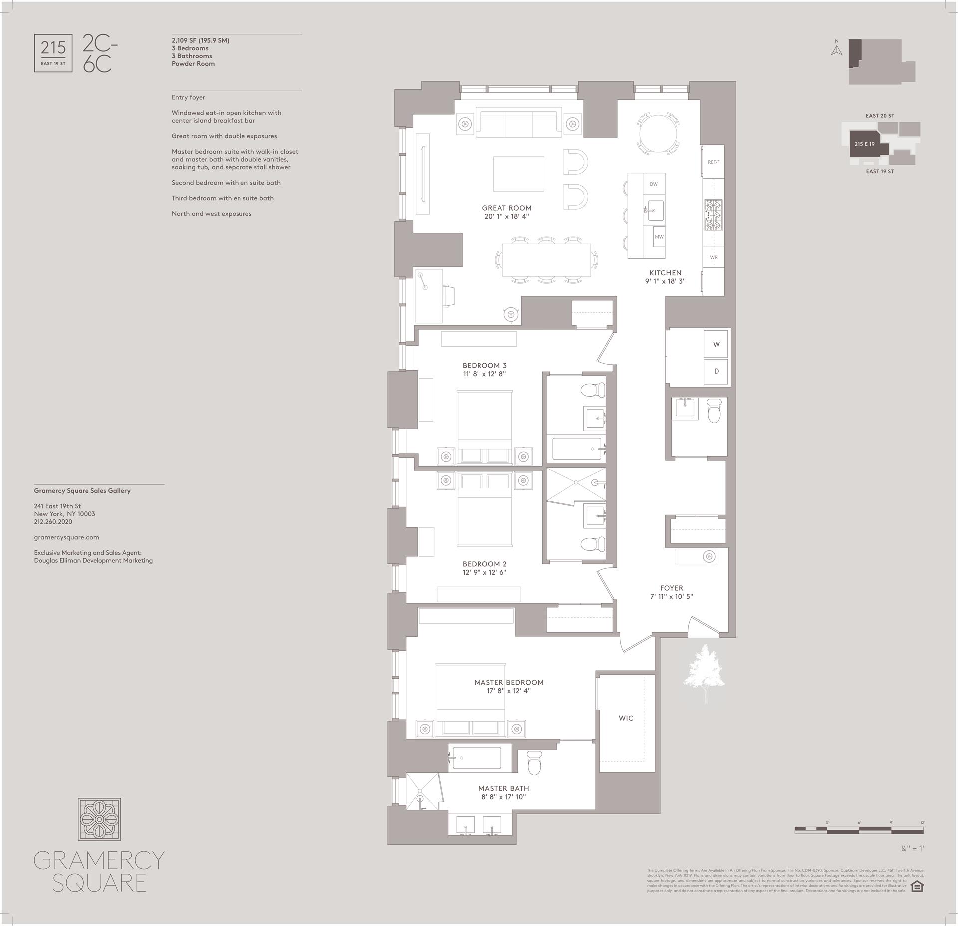 Floorplan for 215 East 19th Street, 2C