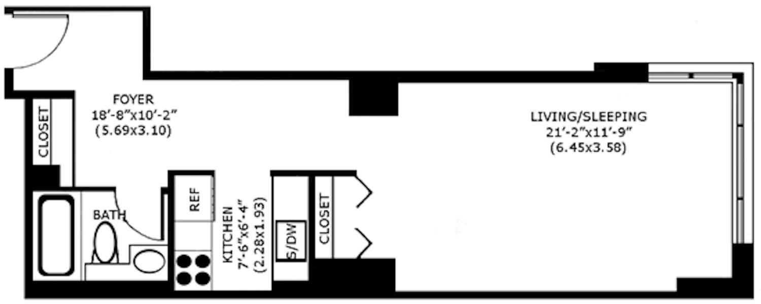 Floorplan for 350 West 50th Street, 6N