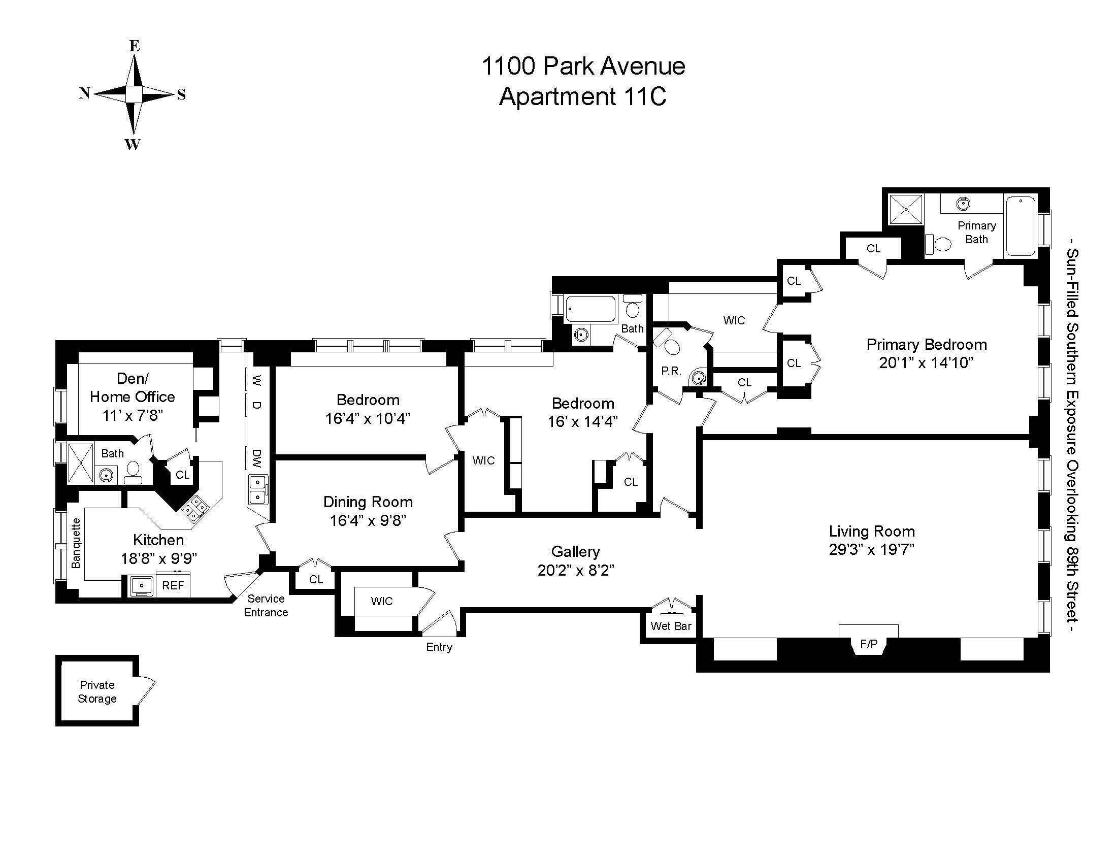 Floorplan for 1100 Park Avenue, 11C