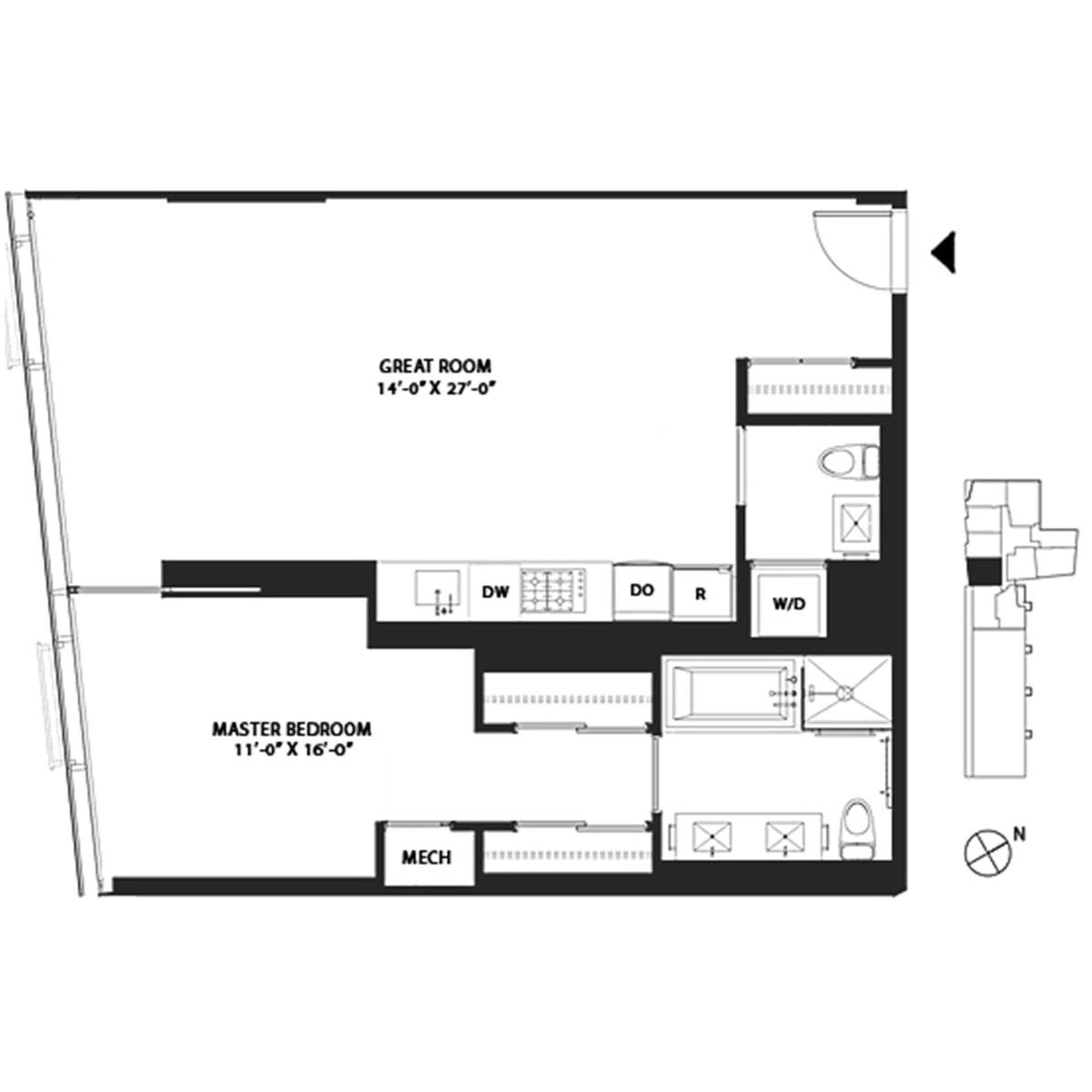 Floorplan for 425 West 53rd Street, 308