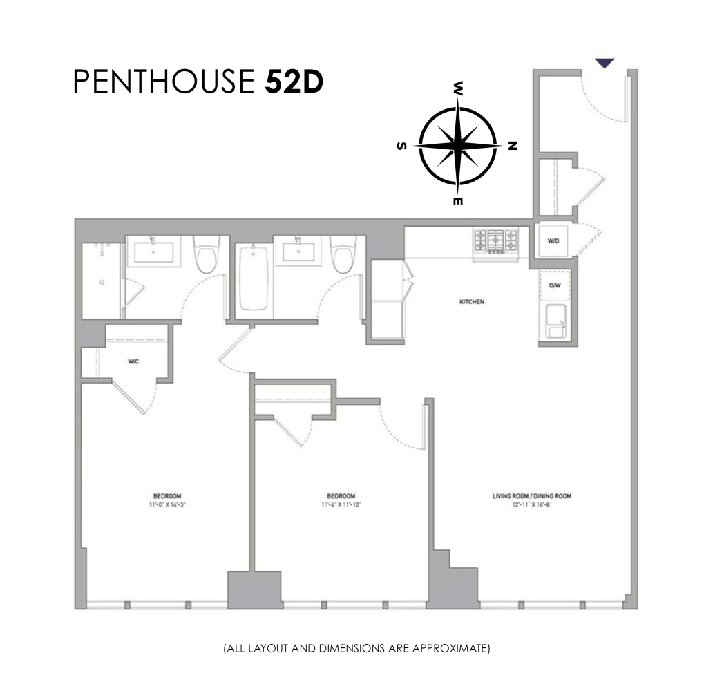 Floorplan for 388 Bridge Street, PH52D