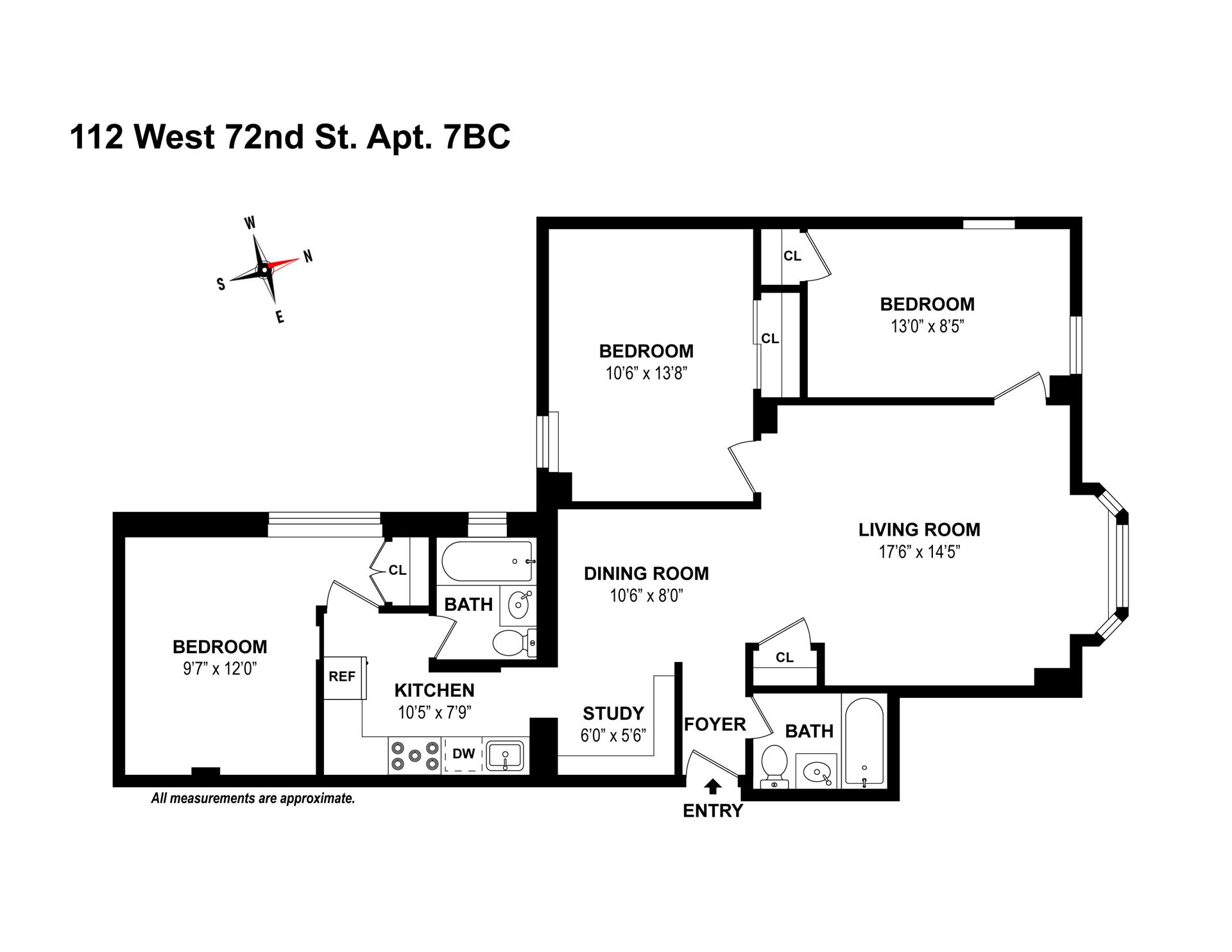 Floorplan for 112 West 72nd Street, 7BC