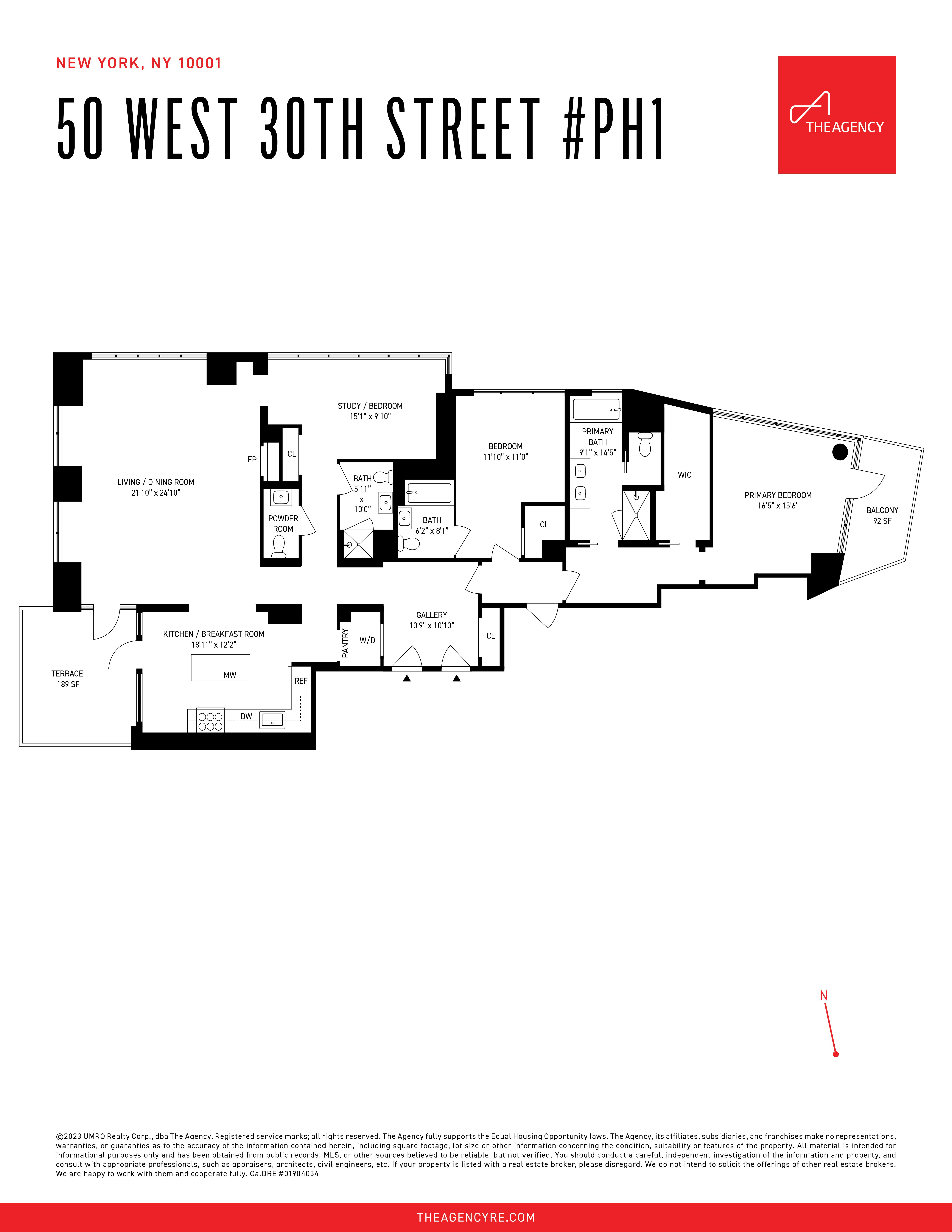 Floorplan for 50 West 30th Street, PH-1