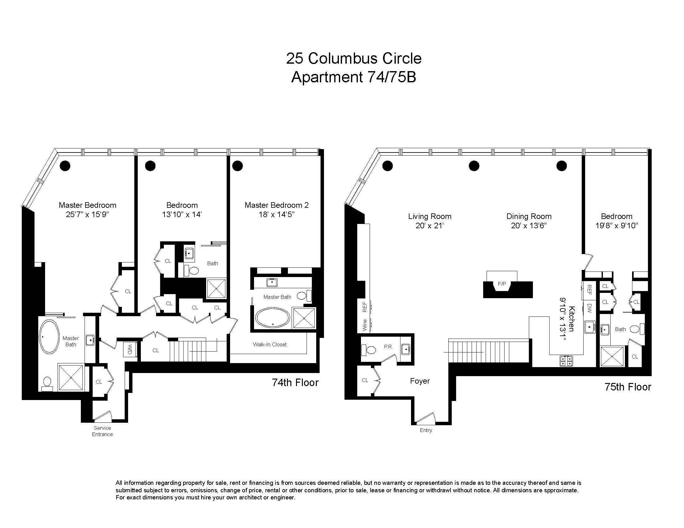Floorplan for 25 Columbus Circle 74 75B
