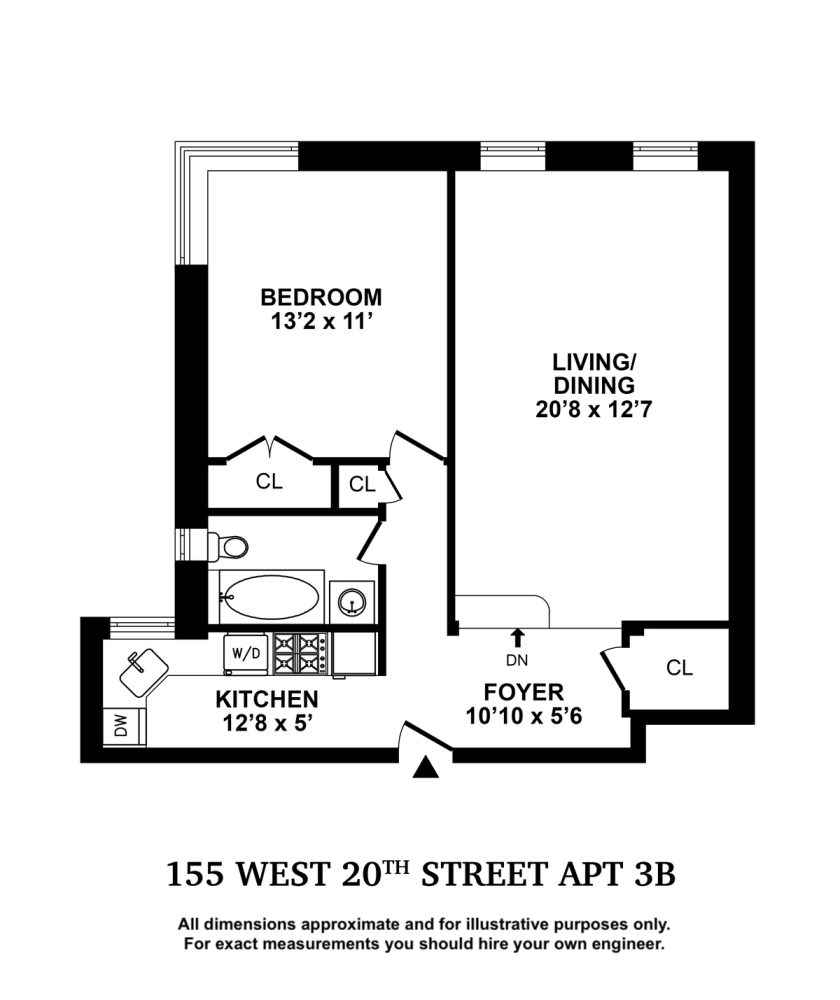Floorplan for 155 West 20th Street, 3B