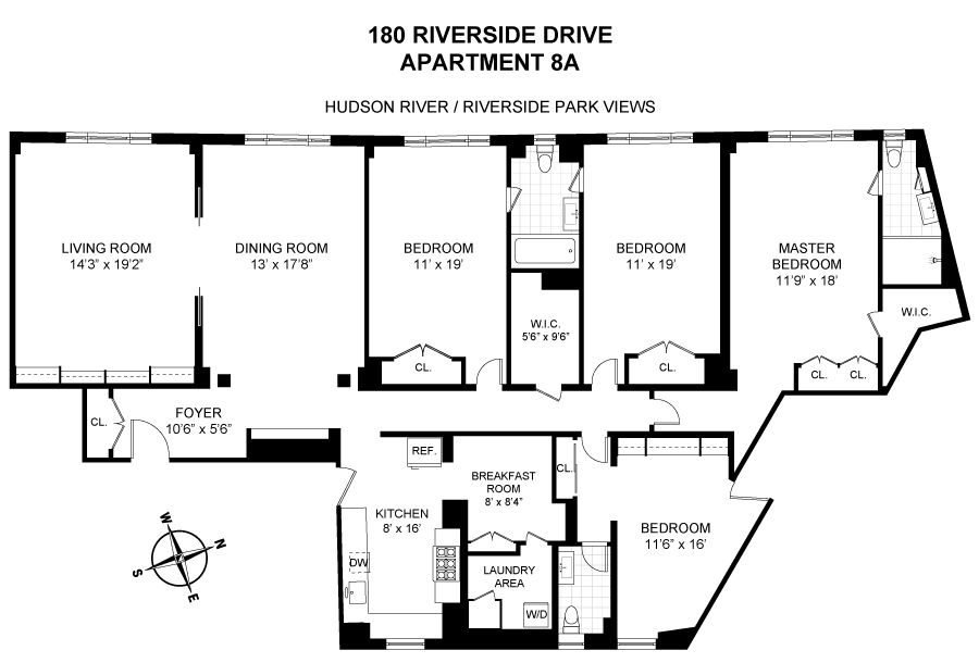 Floorplan for 180 Riverside Drive, 8A