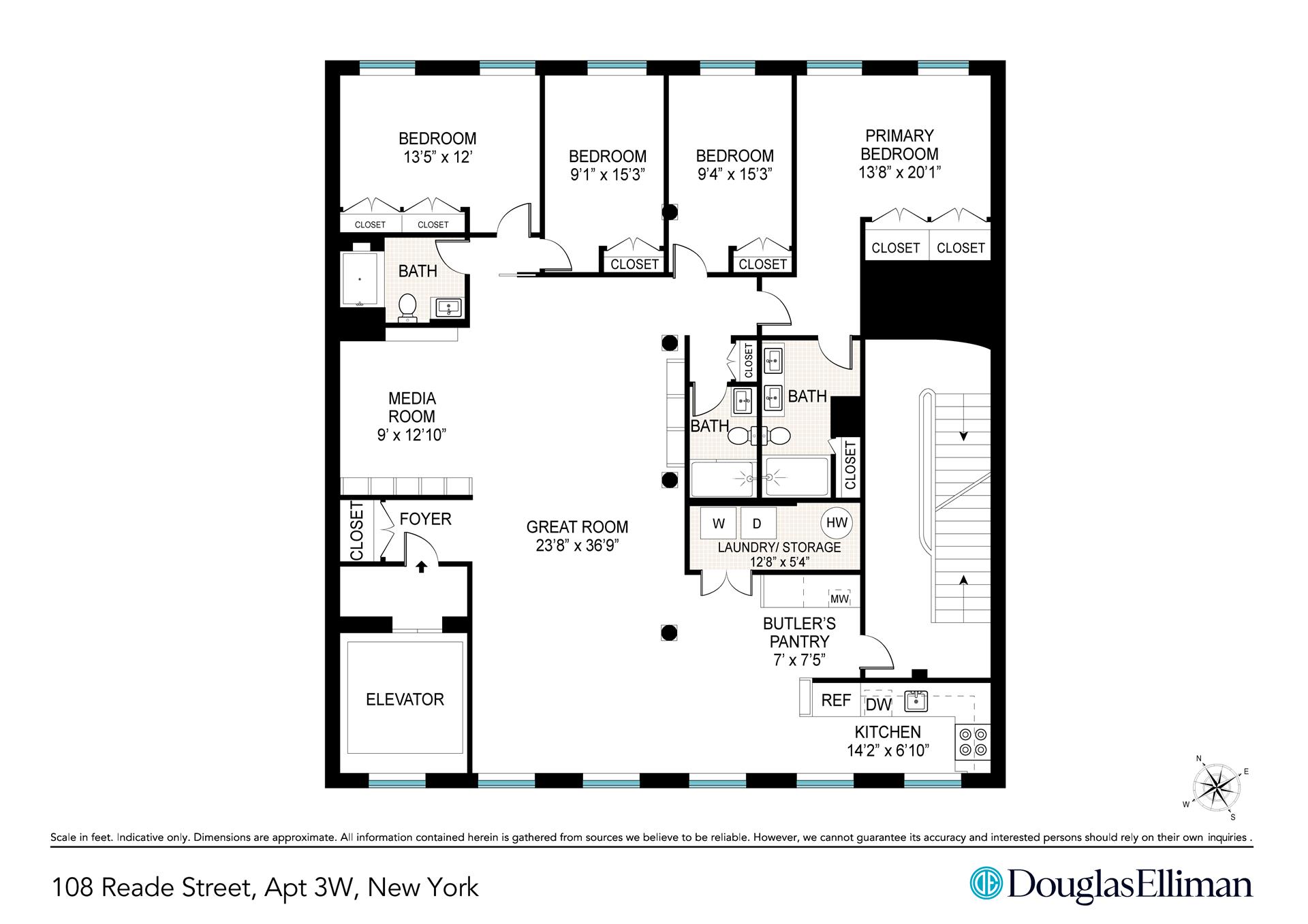 Floorplan for 108 Reade Street, 3W