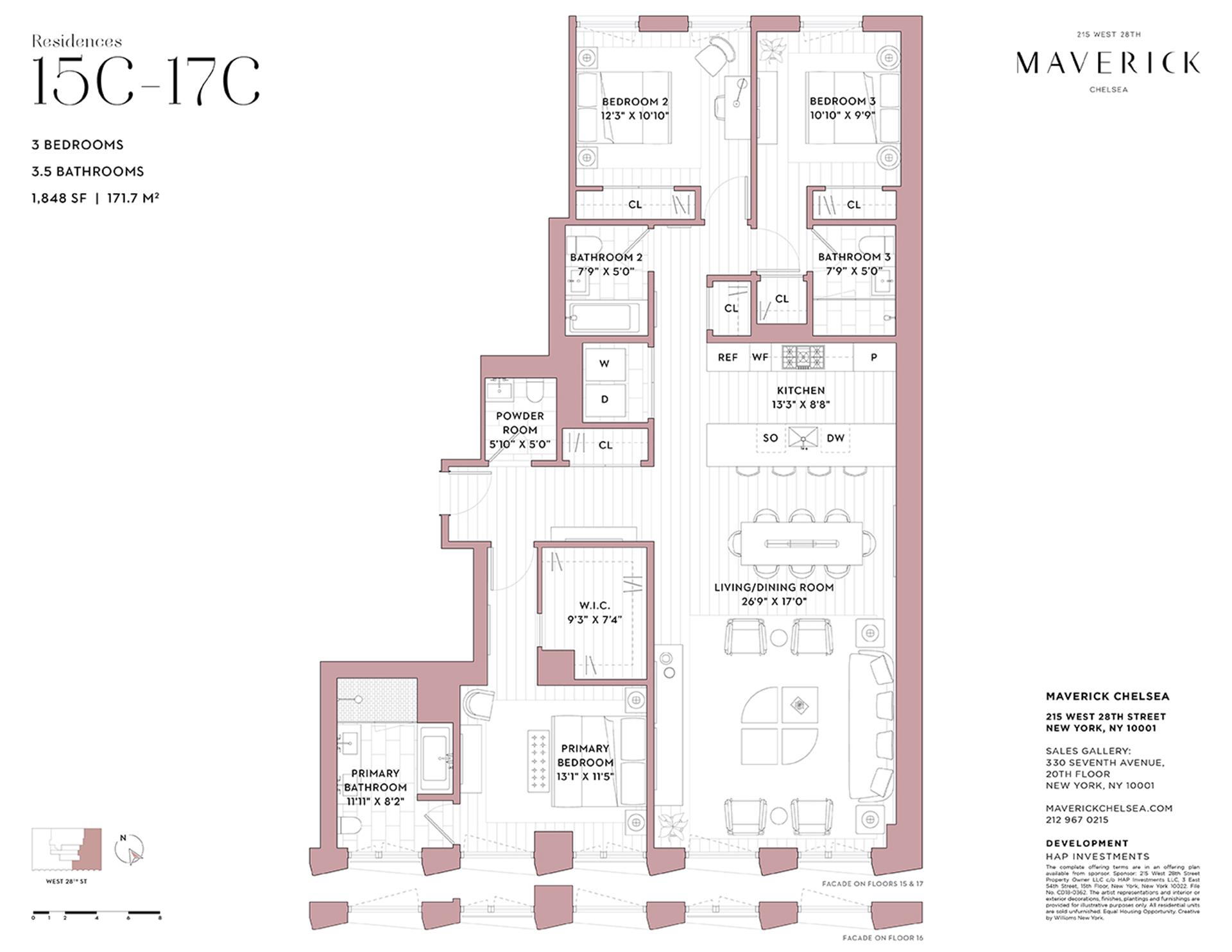 Floorplan for 215 West 28th Street, 16C