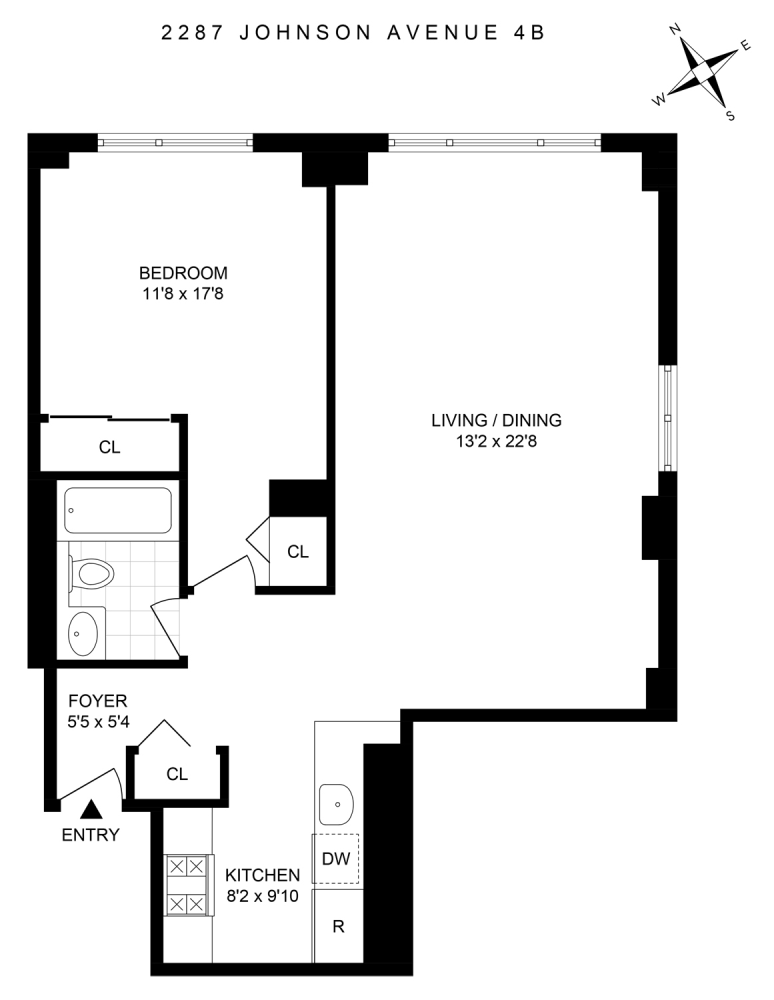 Floorplan for 2287 Johnson Avenue, 4B