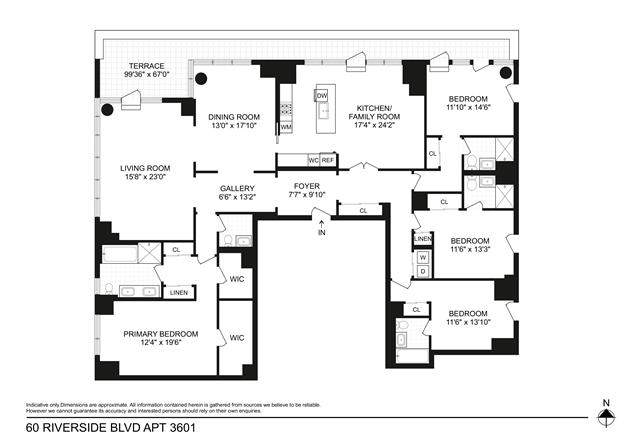 Floorplan for 60 Riverside Boulevard, PH3601