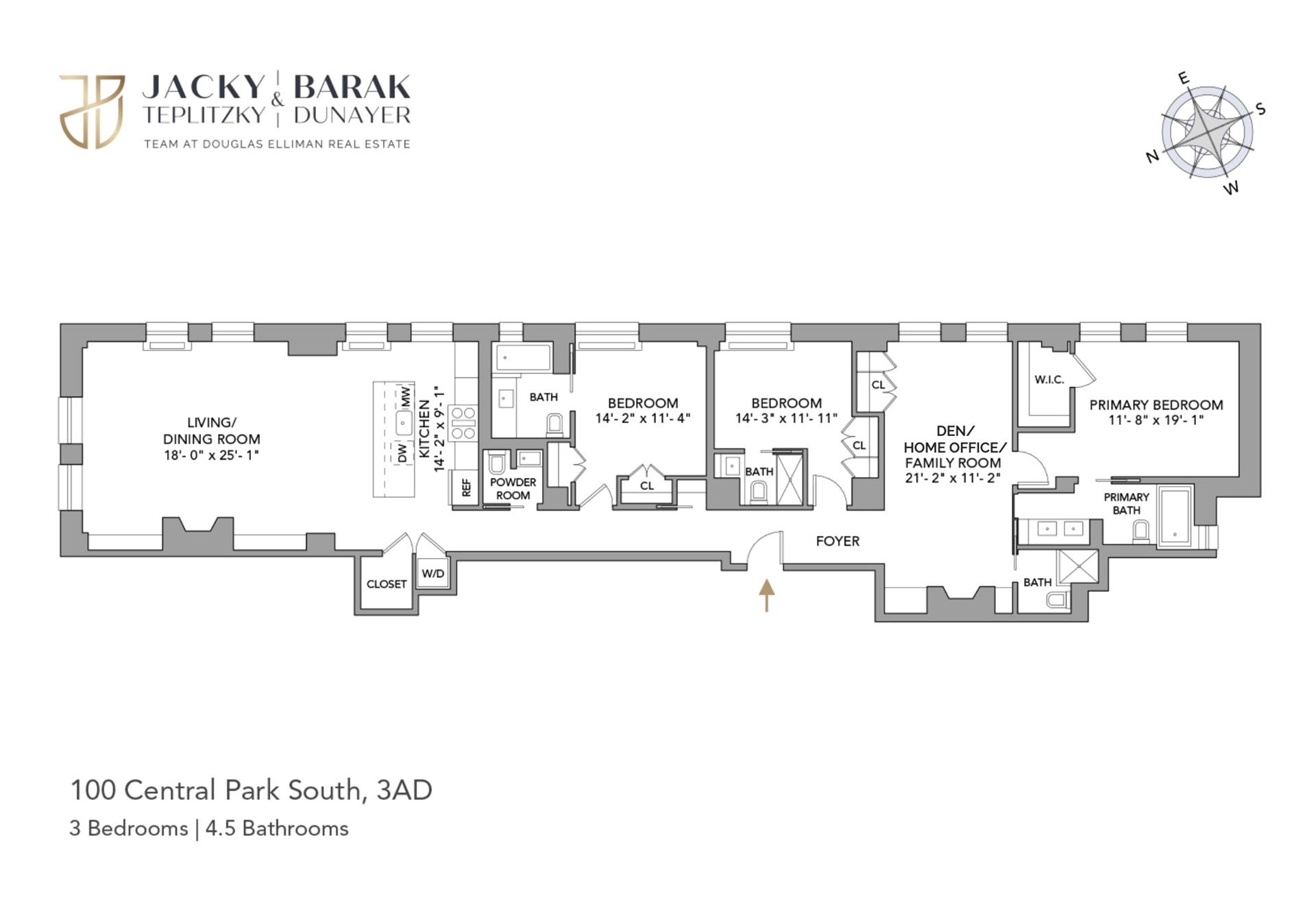 Floorplan for 100 Central Park, 3AD