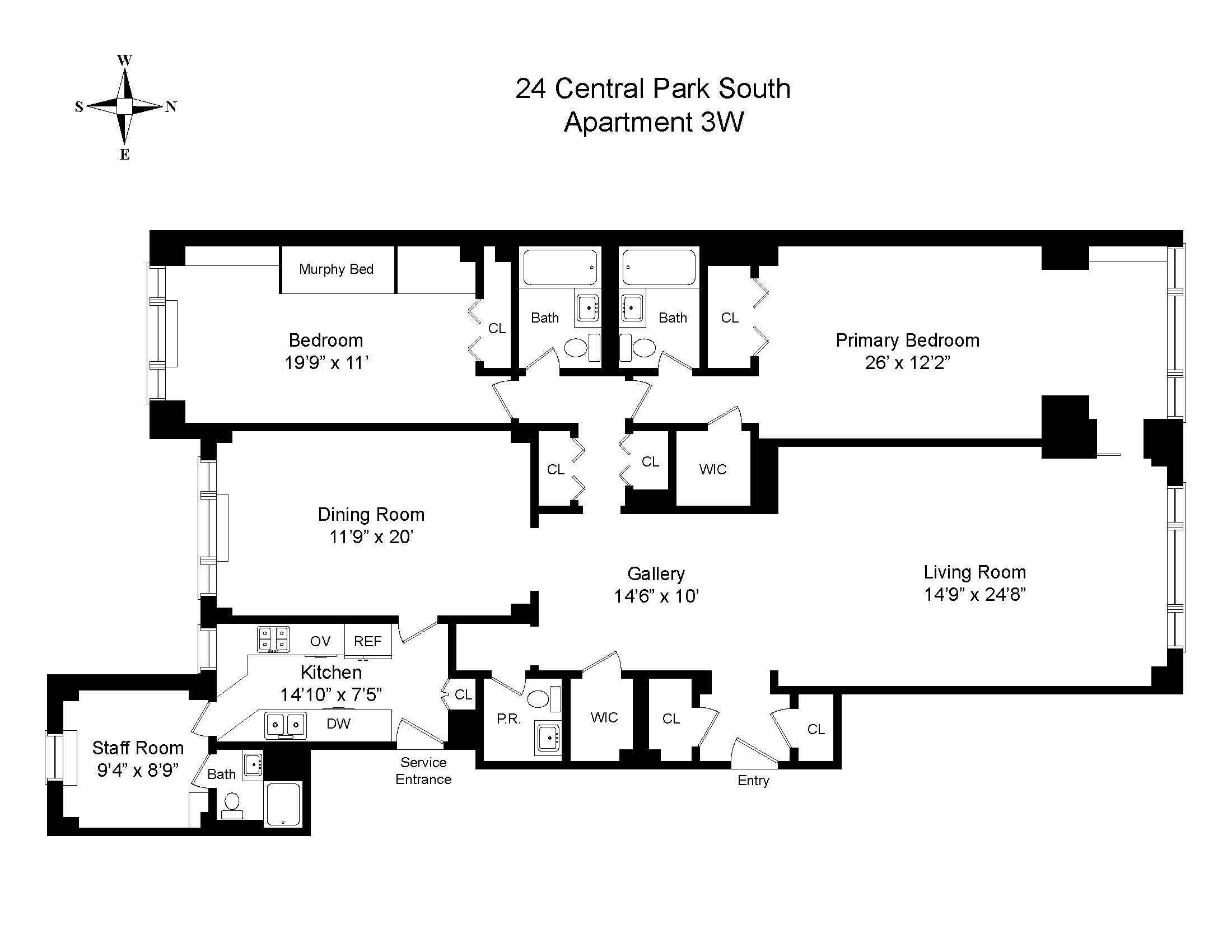 Floorplan for 24 Central Park, 3W