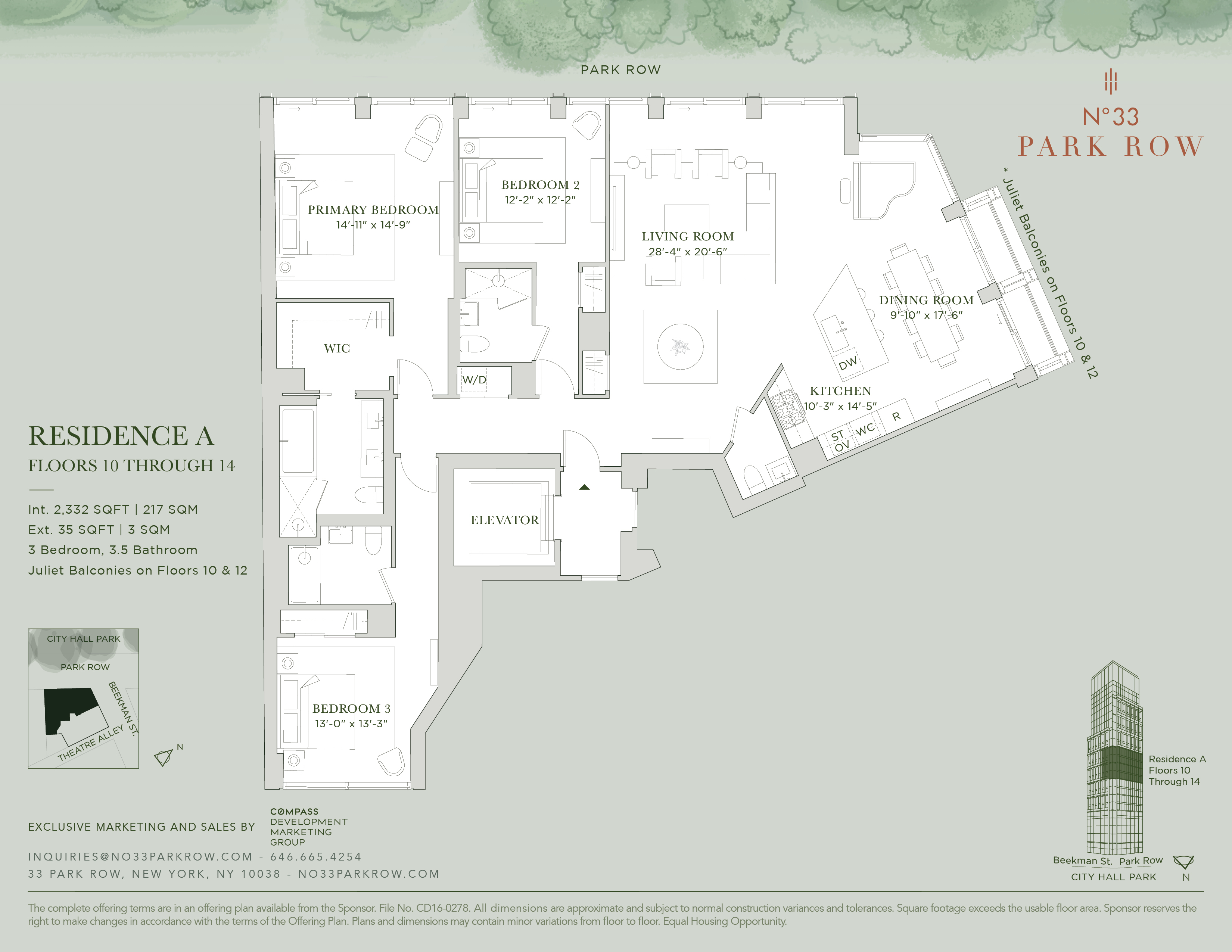 Floorplan for 33 Park Row, 10A