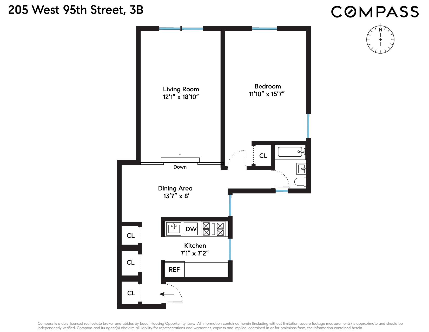 Floorplan for 205 West 95th Street, 3B