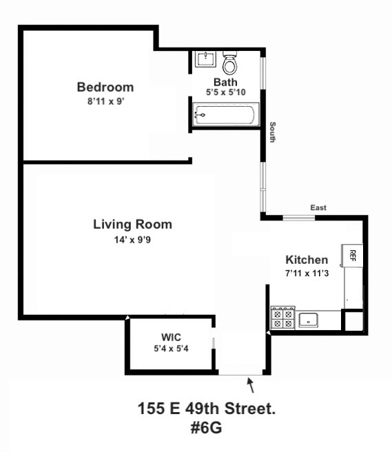 Floorplan for 155 East 49th Street, 6G