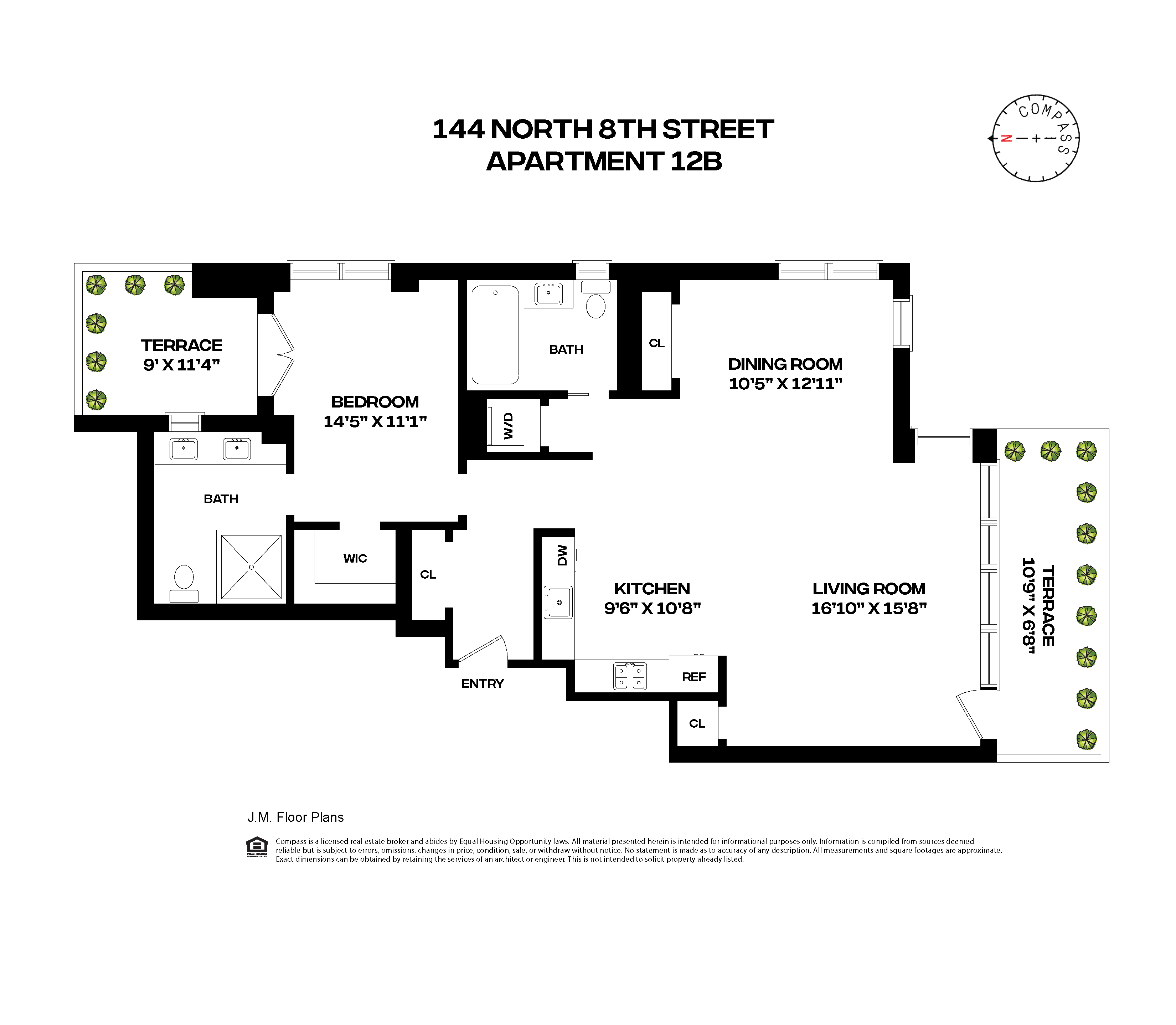 Floorplan for 144 North 8th Street, 12B